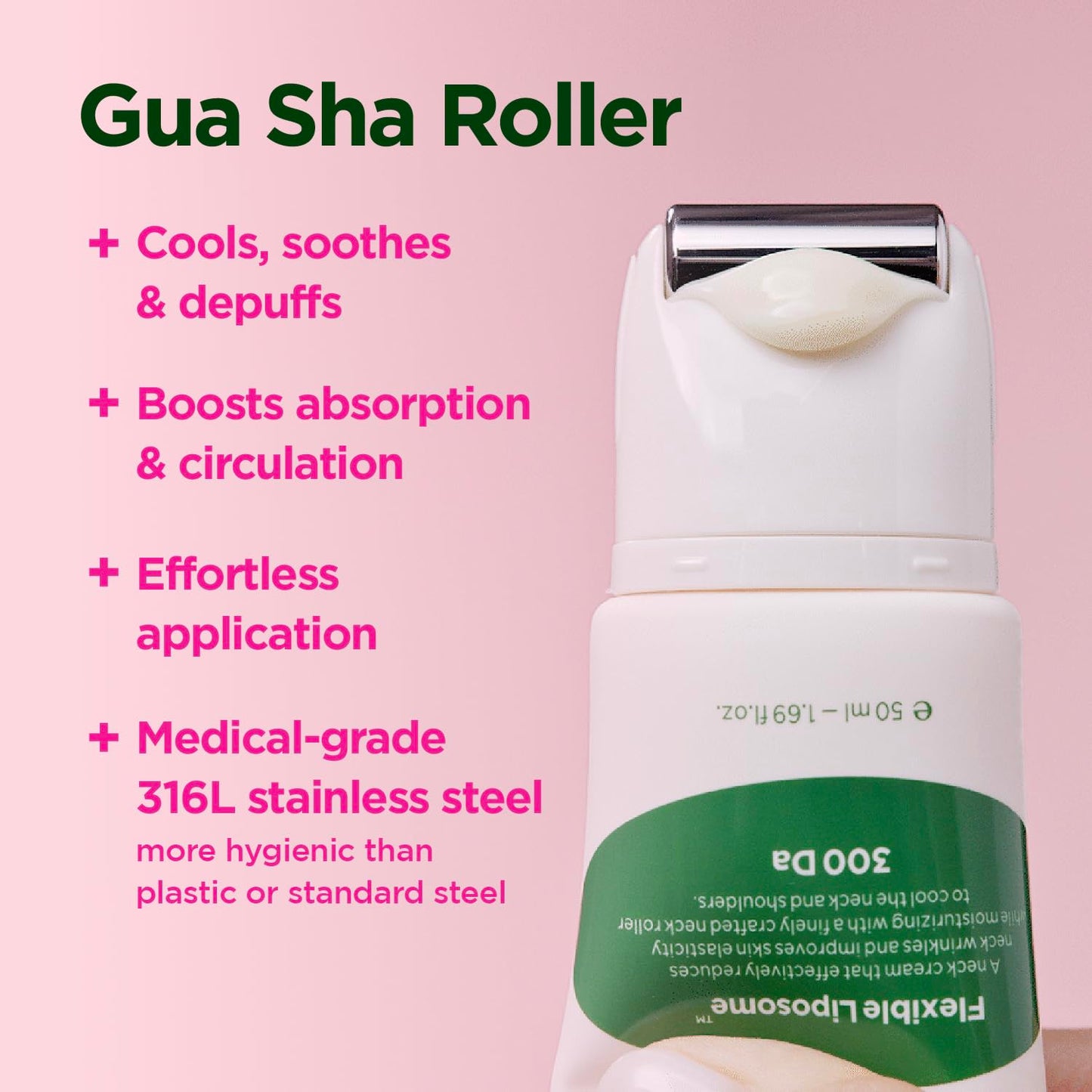CKD Retino Collagen Gua Sha Neck Cream - Firming Cream for Neck and Jawline Tightening, Lifting, and Wrinkle Reduction with Stainless Steel Roller. Korean Skin Care,1.69 fl oz. - Medaid International