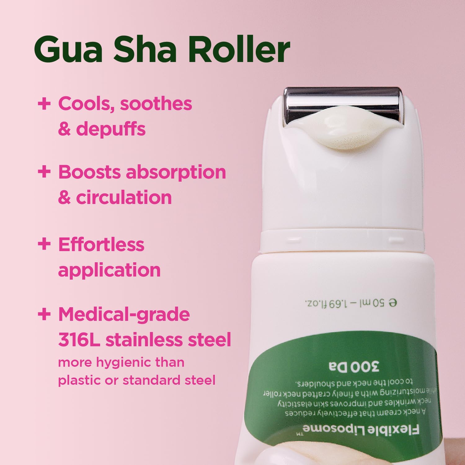 CKD Retino Collagen Gua Sha Neck Cream - Firming Cream for Neck and Jawline Tightening, Lifting, and Wrinkle Reduction with Stainless Steel Roller. Korean Skin Care,1.69 fl oz. - Medaid International