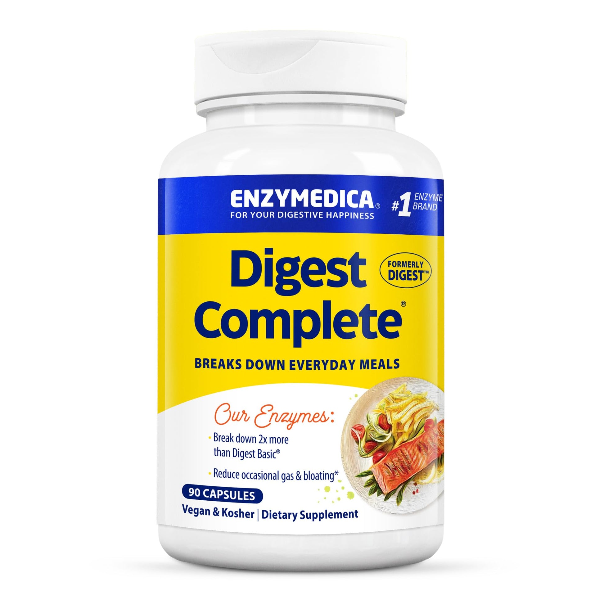 Enzymedica Digest, Full-Range, Everyday Digestive Enzymes, Offers Fast-Acting Gas & Bloating Relief, 90 Count - Medaid International