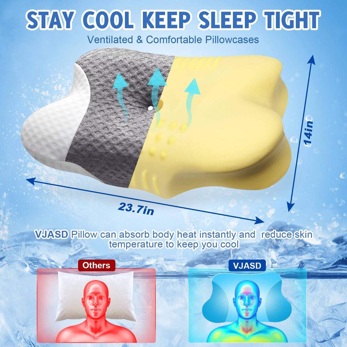 Cervical Neck Pillows with Memory Foam - Neck Pillows for Pain Relief Contour Memory Foam Pillows Ergonomic Neck Support - Adjustable Orthopedic Bed Pillows with Breathable Pillowcase for Sleeping - Medaid International