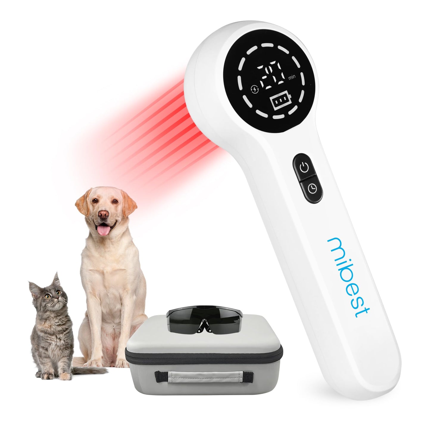 Mibest Cold Laser Therapy Device for Vet - Red Light Therapy for Dogs and Cats - Infrared Light Therapy Targets Joint and Muscles - Pain Relief, Arthritis, Spinal, Wound Healing (4x808nm + 12x650nm) - Medaid International