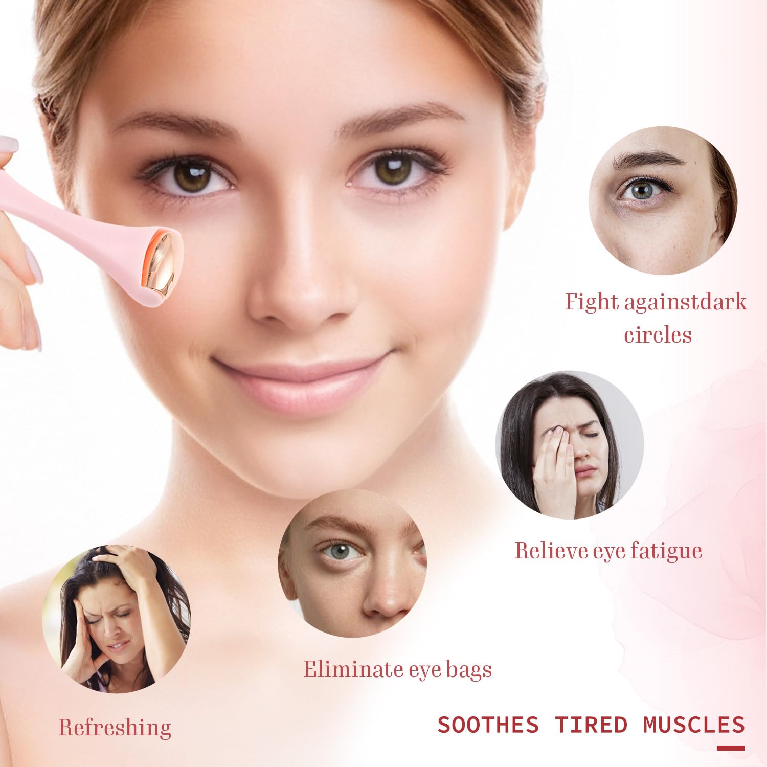 TORMEN Mini Eye & Face Rollers, Stainless Steel Eye Massage Ice Roller, Facial Beauty Tool for reduces puffy eyelids, Dark Circles Relief, Skin Care,muscle soreness,Facial cold compress (2pcs, Pink) - Medaid International