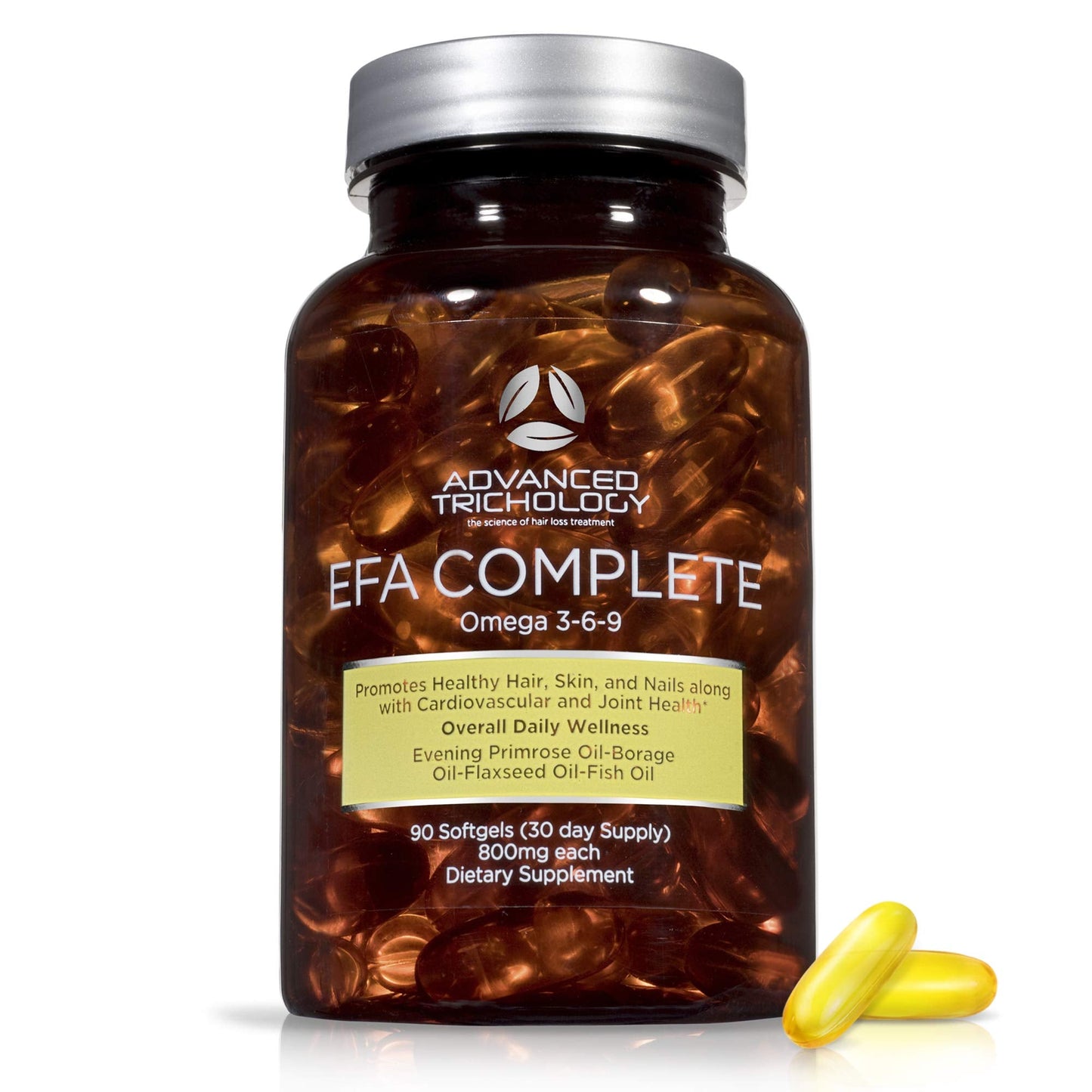 EFA Complete with Optimal Omega 3 6 9 Levels of Potency Flax Oil, Fish Oil, Borage Oil, and Evening Primrose Oil 800mgs (90count) 3rd Party Tested - High in GLA and 369 Omegas - Medaid International