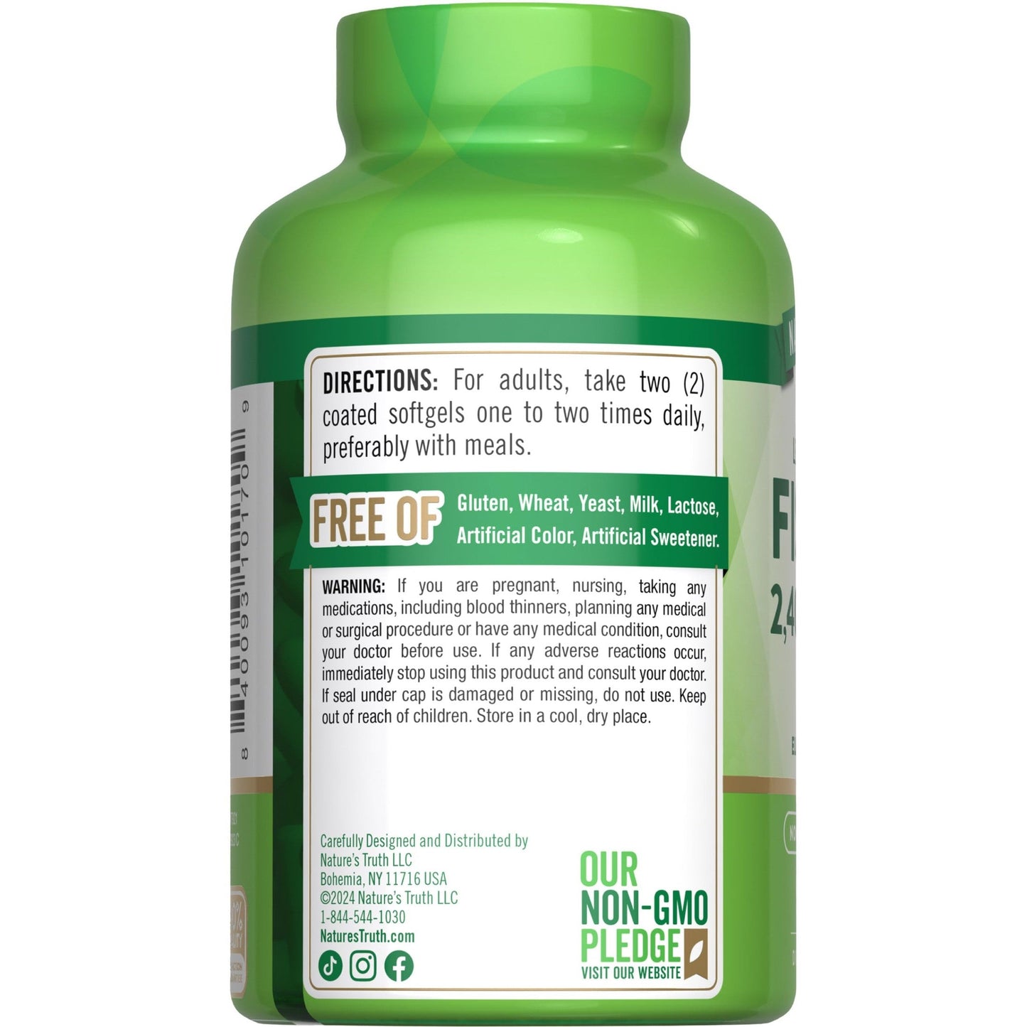 Nature's Truth Fish Oil Omega 3 Supplement | 2400mg | 90 Softgels | Lemon Flavor | Odorless | Non-GMO & Gluten Free - Medaid International