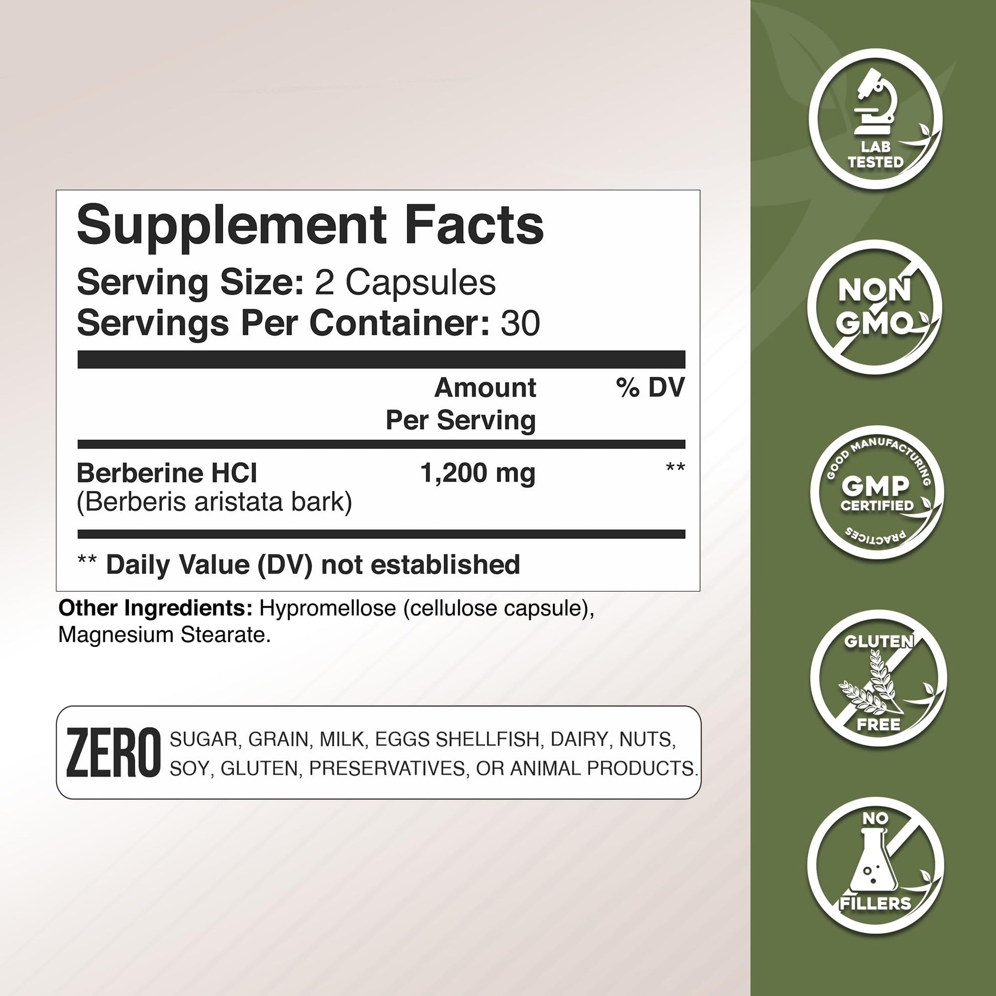 Gade Nutrition Berberine Supplement | Berberine HCI 1200mg Per Serving - Top Choice Vegetable Capsules, Gluten Free, Non-GMO, Dairy Free - Made in USA - Medaid International