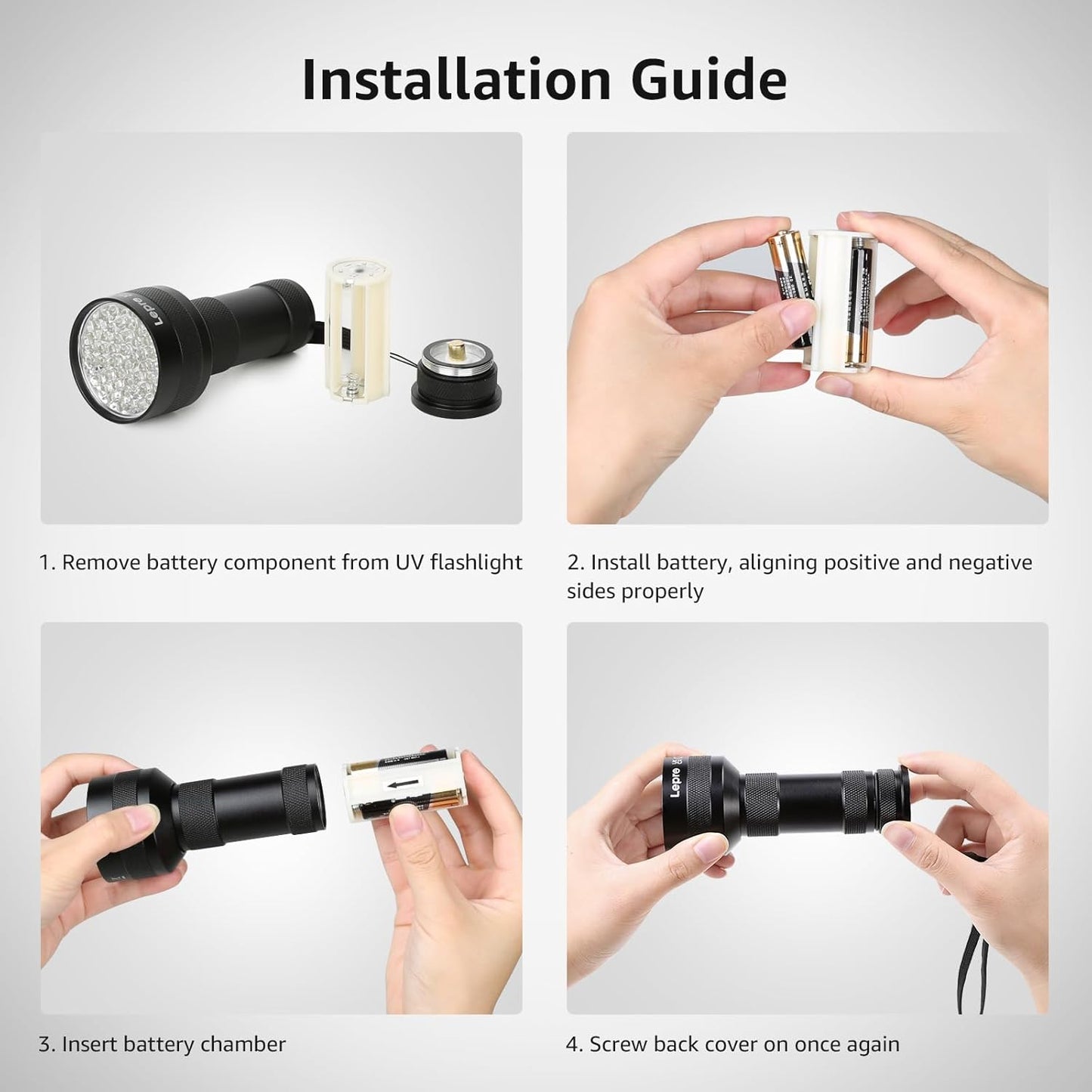 Lepro UV Flashlight, 51 LED UV Light Torch, Black-light Lights, 395nm Ultraviolet Flashlight, Blacklight Detector for Pet Urine, Stain, Bed Bugs, Scorpions, Banknote and More (Batteries Not Included)