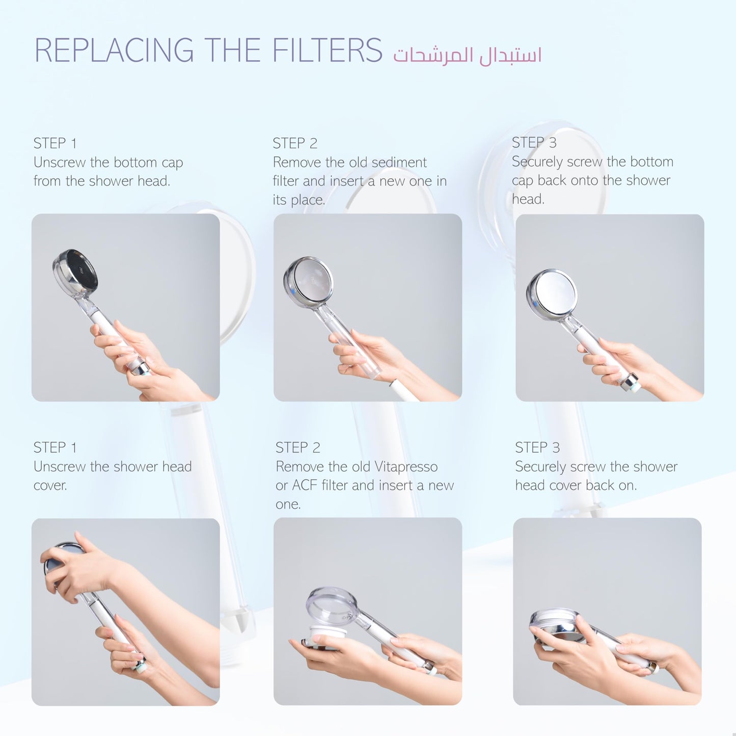 DailyCha-E Water purifier ACF Filter - 2-Step Filter System (Contains 3 Filters)