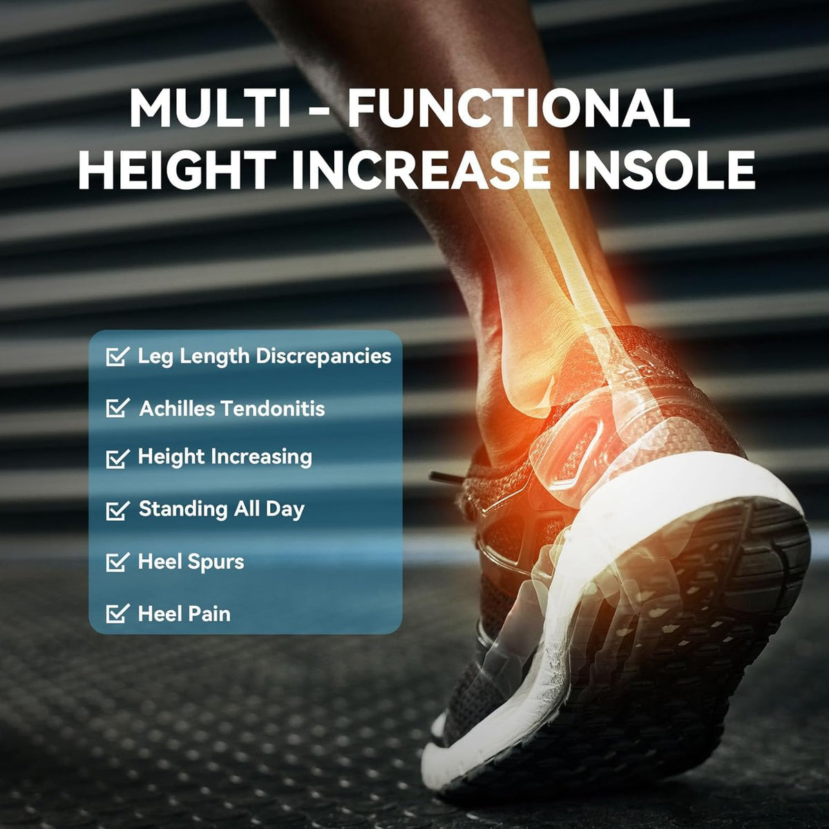 KASTWAVE Adjustable 4-Layer Heel Lift Inserts for Leg Length Discrepancy, 1 Inch Gel Shoe Lifts for Heel Pain & Achilles Tendonitis, Customizable Wedge Inserts for Men & Women (Size L, 1 Pair)