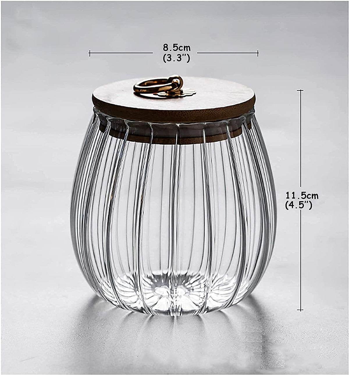 KASTWAVE Glass Coffee Nuts Canister Airtight Storage Jar Petal Decorative Container with Bamboo Lid Metal Handle Easy to Grasp 700ml (23oz)