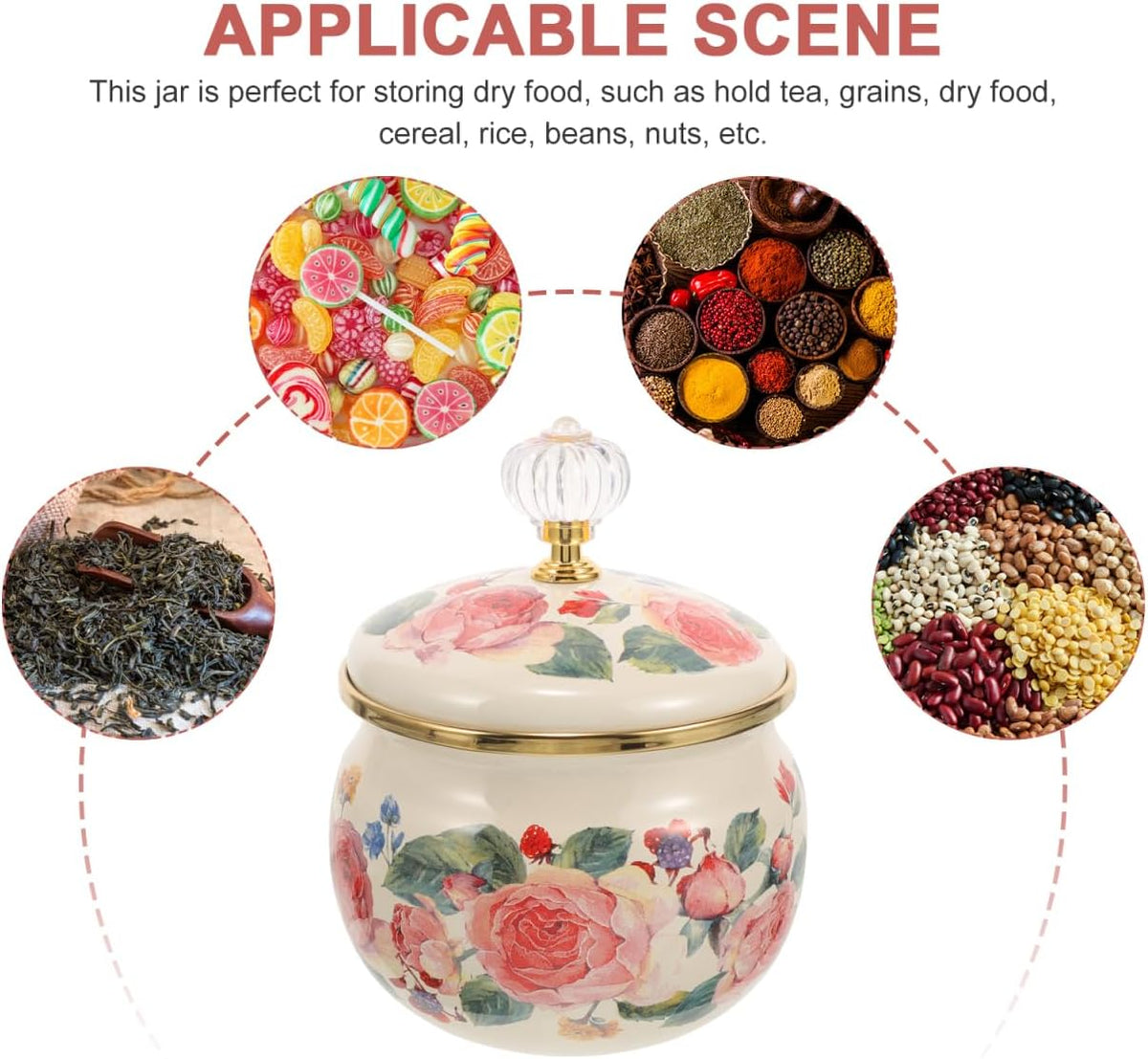 Ciieeo Vintage Floral Cookie Jar with Lid