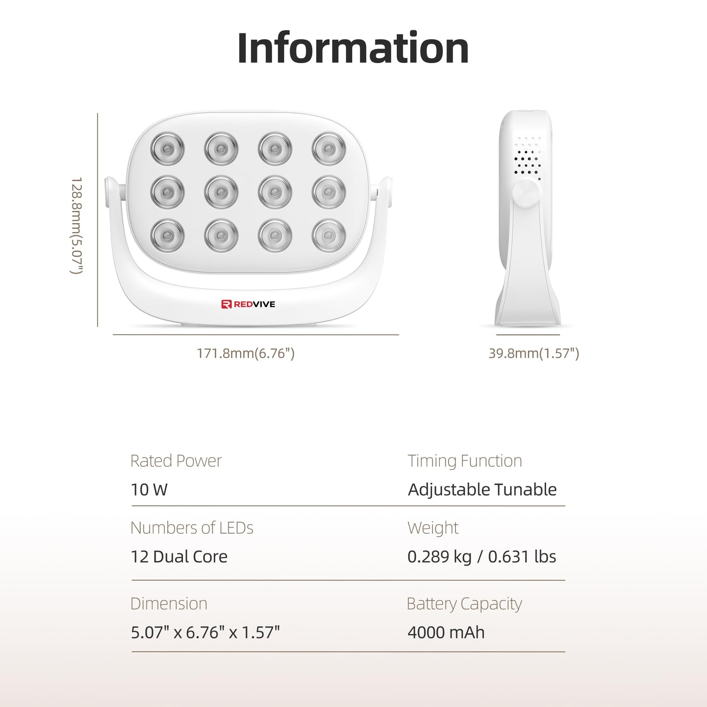 Red Light Therapy, Near Infrared 660nm 850nm Portable Red Light Therapy for Face and Body 4000mAh Battery Include Rotate 360 Degrees 12LEDS Dual Chip Device at Home Sport Yoga - Medaid International