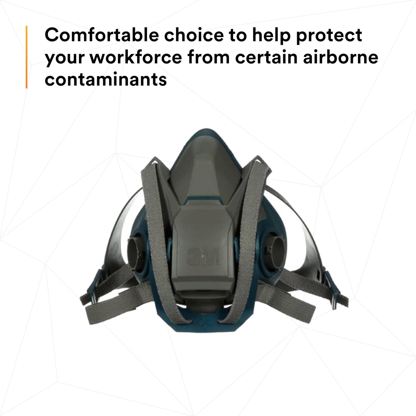 3M Rugged Comfort Quick Latch Half Facepiece Reusable Respirator 6503QL, NIOSH, Cool Flow Exhalation Valve, Bayonet Connection, Silicone Face Seal, for Gases, Vapors, Dust, Maintenance, Construction,L