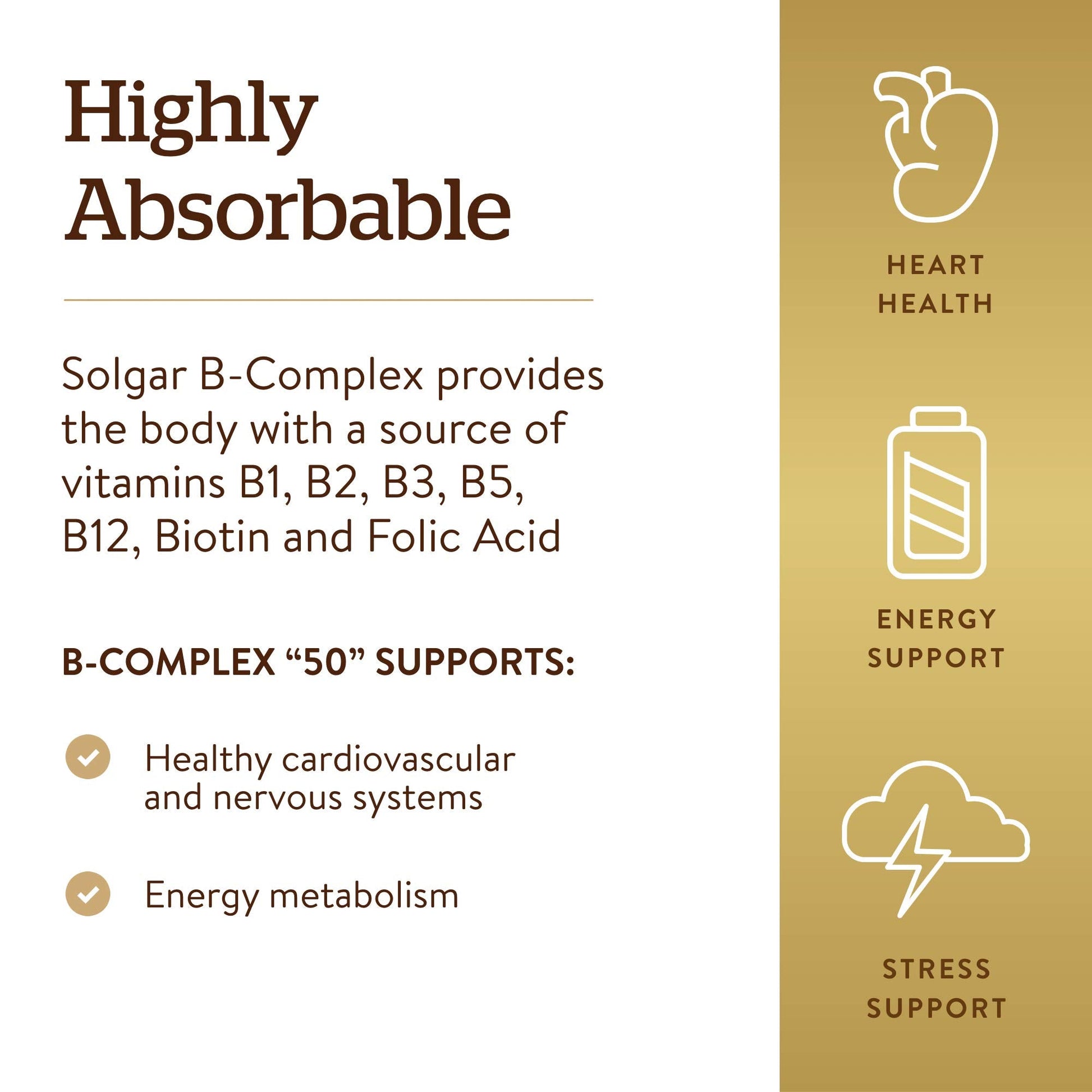 Solgar B-Complex “50”, 250 Vegetable Capsules - Energy Metabolism, Cardiovascular Support, Nervous System Support - Non-GMO, Vegan, Gluten Free, Dairy Free, Kosher - 250 Servings - Medaid International