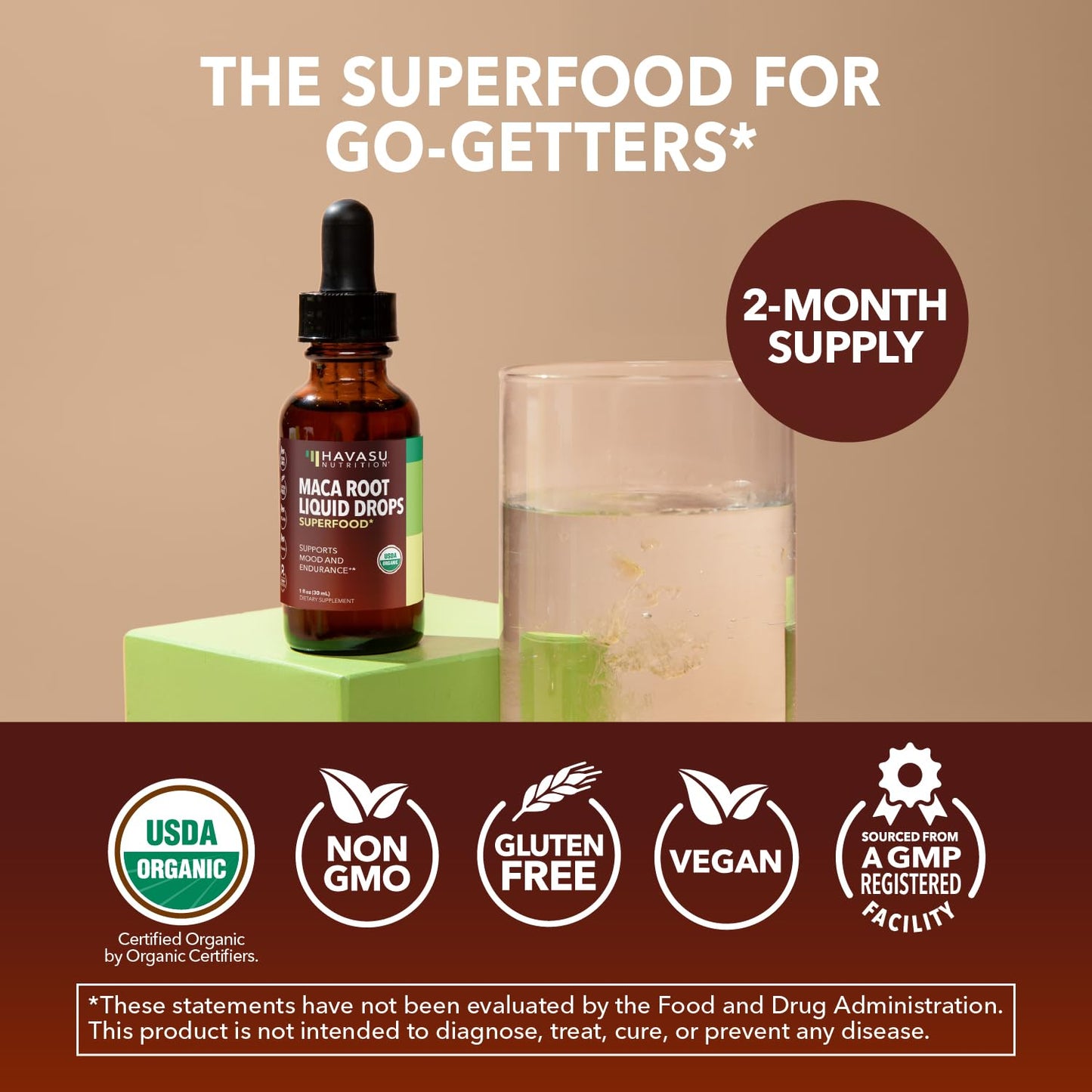Organic Maca Root Liquid Drops - Supports Hormone Balance, Mood, and Energy in Women and Men - Lepidium Meyenii to Support Performance and Vitality - Non-GMO, Vegan, Unflavored - 60 Servings - Medaid International