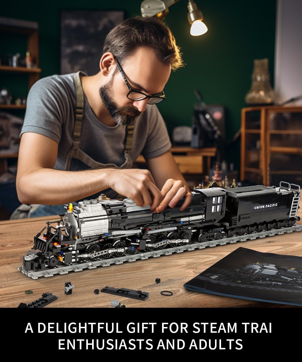 Kastwave Large Steam Model Train Building Blocks, Articulated Locomotive Block Set - Compatible With Lego Set, The Ultimate Gift For Boys 8-14 And Adult Enthusiast