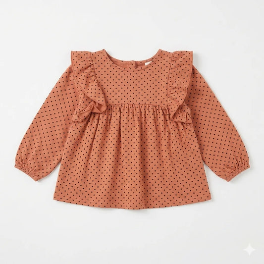 Zara Girl's Dusty Rose Polka Dots Ruffled  Blouse | Zara in Lebanon