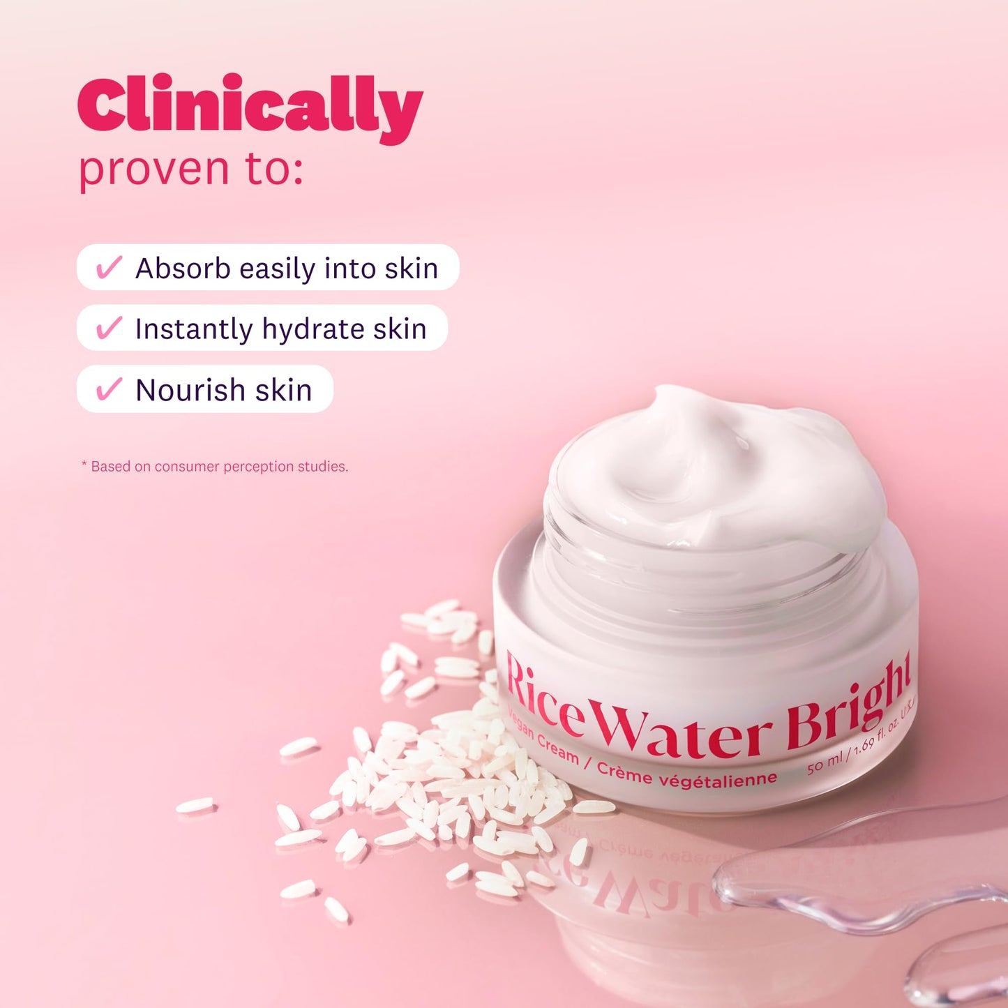 The Face Shop Rice Water Bright Vegan Cream - Instant Moisturization Quick-Absorbing Formula - Vegan, Brightening - Rice Water, Niacinamide, Hyaluronic Acid - Moisturizer Face Cream - Korean Skin Care - Medaid International