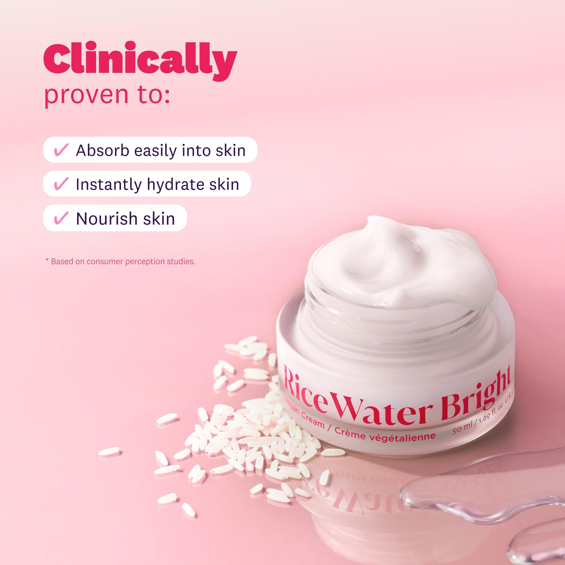 The Face Shop Rice Water Bright Vegan Cream - Instant Moisturization Quick-Absorbing Formula - Vegan, Brightening - Rice Water, Niacinamide, Hyaluronic Acid - Moisturizer Face Cream - Korean Skin Care - Medaid International