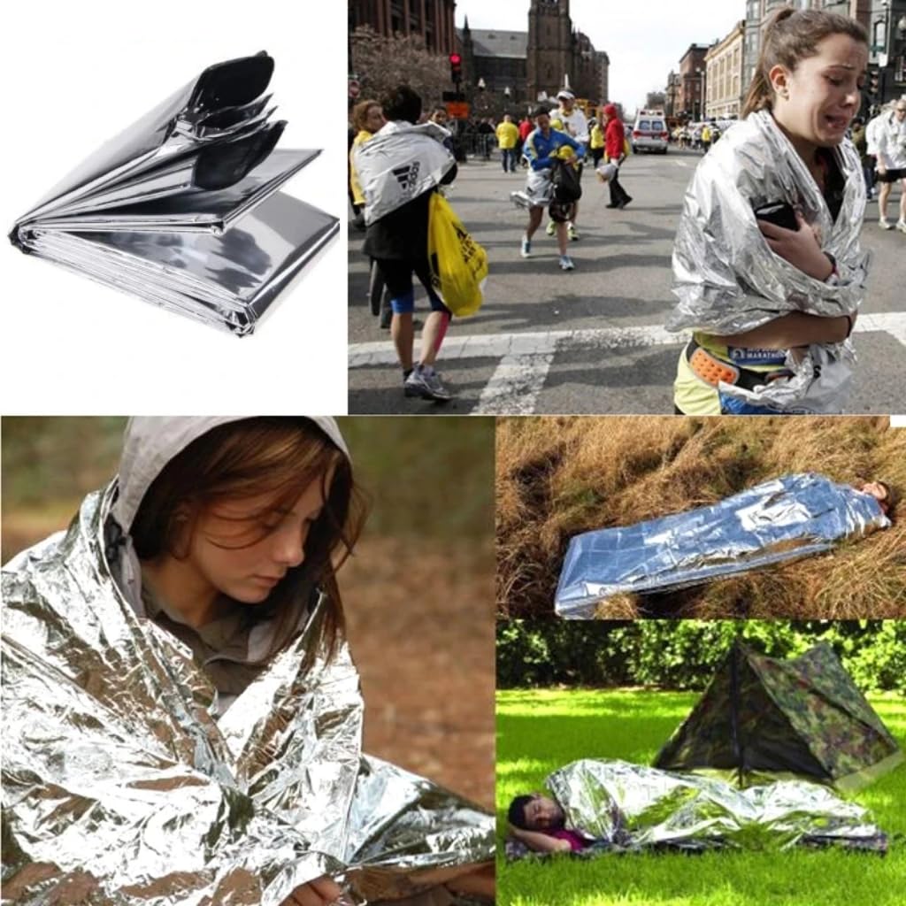 JSJTAMUS Emergency Mylar Blanket (1-Pack) - Survival Blanket for Hiking, Camping, First Aid - Lightweight, Compact, Reflective for Outdoors & Emergencies(62×82in)