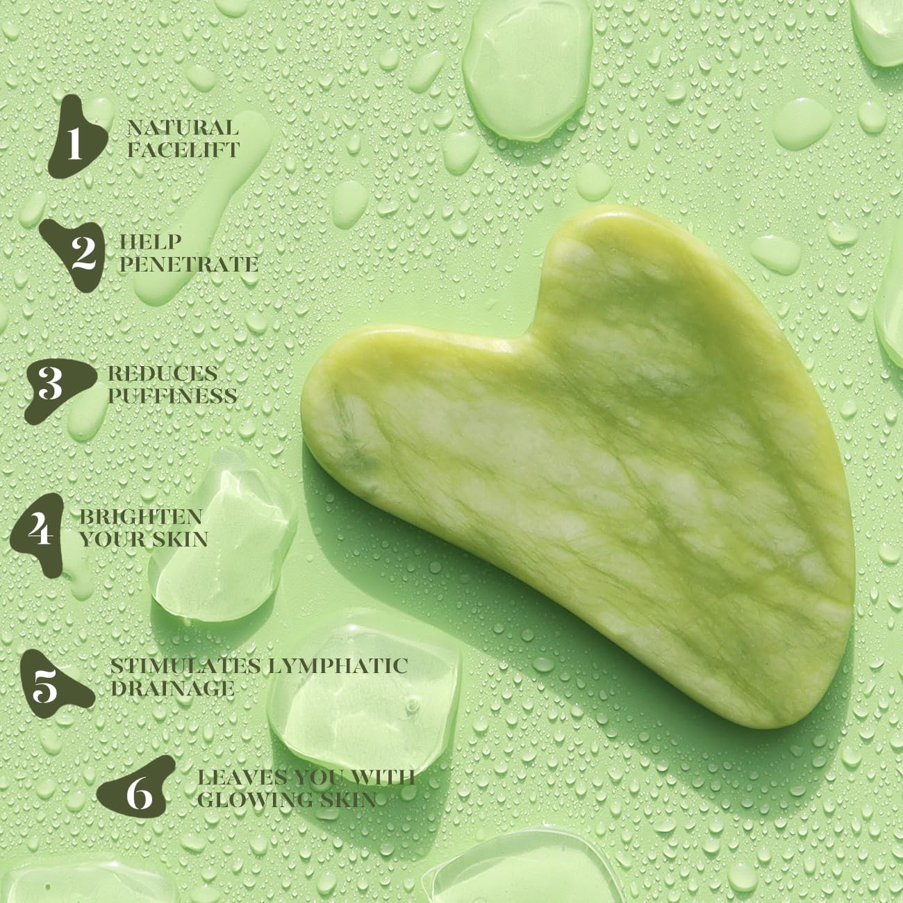 BAIMEI IcyMe Gua Sha & Jade Roller Facial Tools Face Roller and Gua Sha Set for Puffiness and Redness Reducing Skin Care Routine, Self Care Gift for Men Women - Green - Medaid International