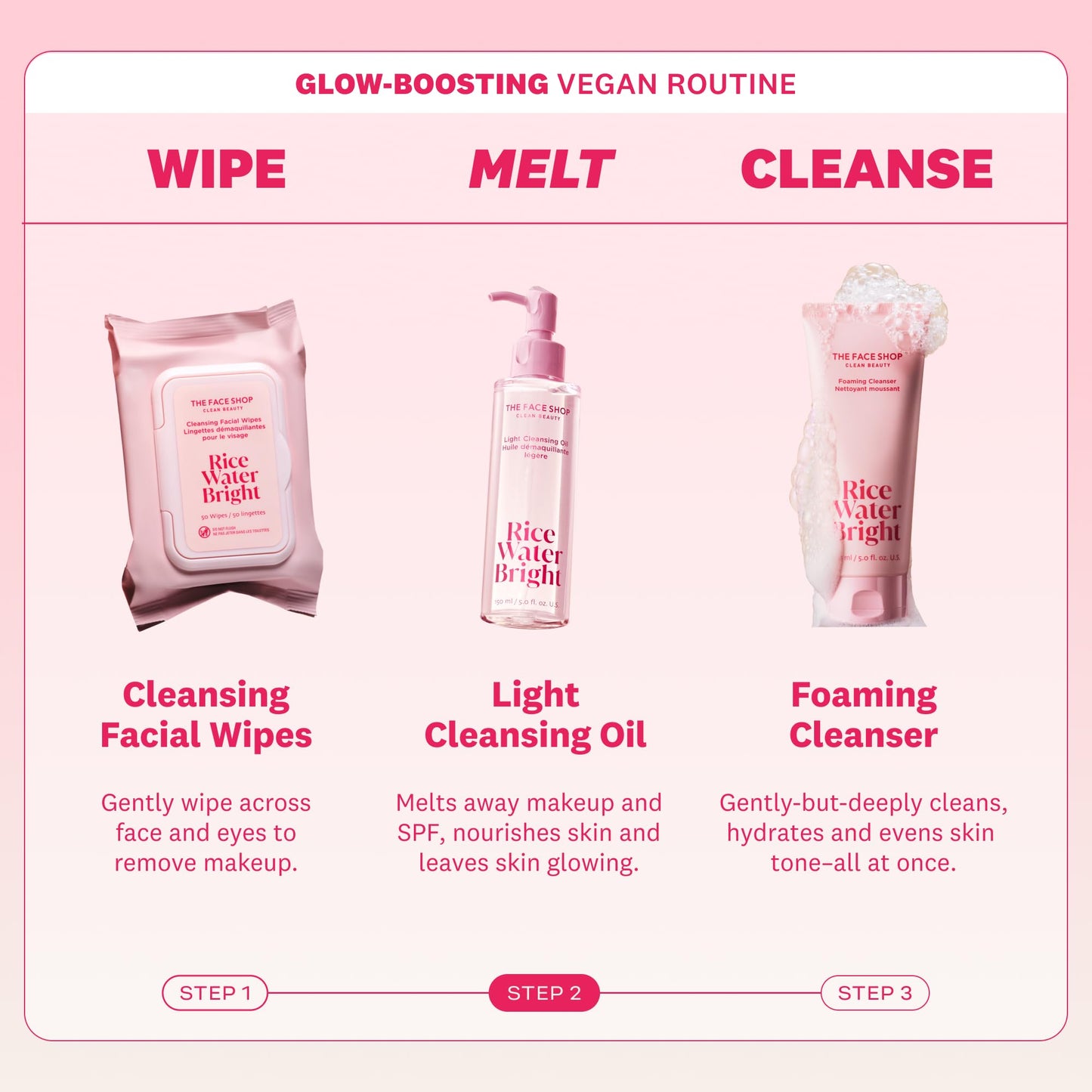 The Face Shop Rice Water Bright Light Facial Cleansing Oil, Daily Makeup Remover, Oil Cleanser, Vegan, Korean Skin Care with Jojoba Oil, Face Pore Cleanser, 150ml - Medaid International