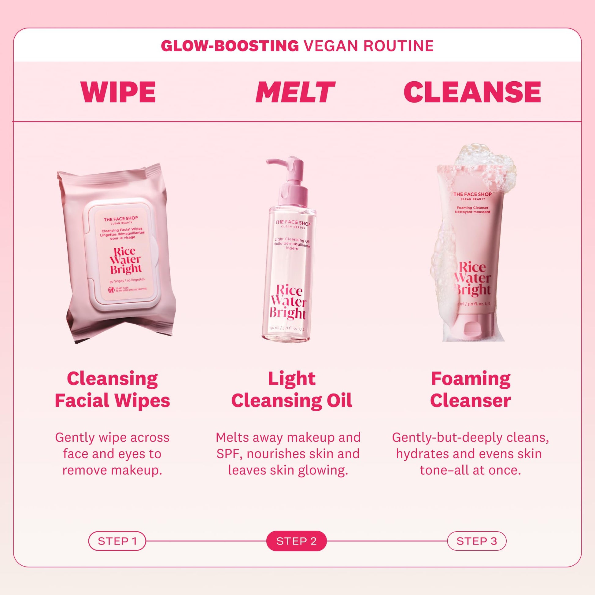 The Face Shop Rice Water Bright Light Facial Cleansing Oil, Daily Makeup Remover, Oil Cleanser, Vegan, Korean Skin Care with Jojoba Oil, Face Pore Cleanser, 150ml - Medaid International