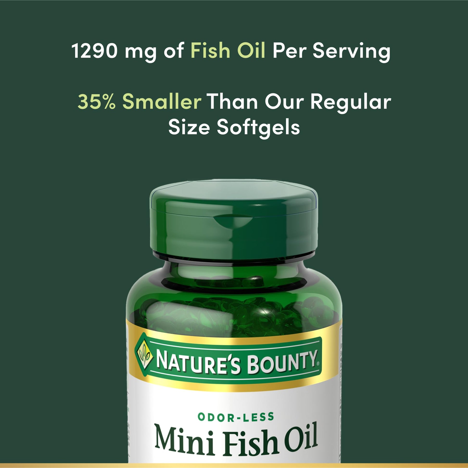 Nature's Bounty Mini Fish Oil Softgels, Burpless Fish Oil Omega 3 Supplements, Supports Heart Health, 90 Softgels (Pack of 1) - Medaid International