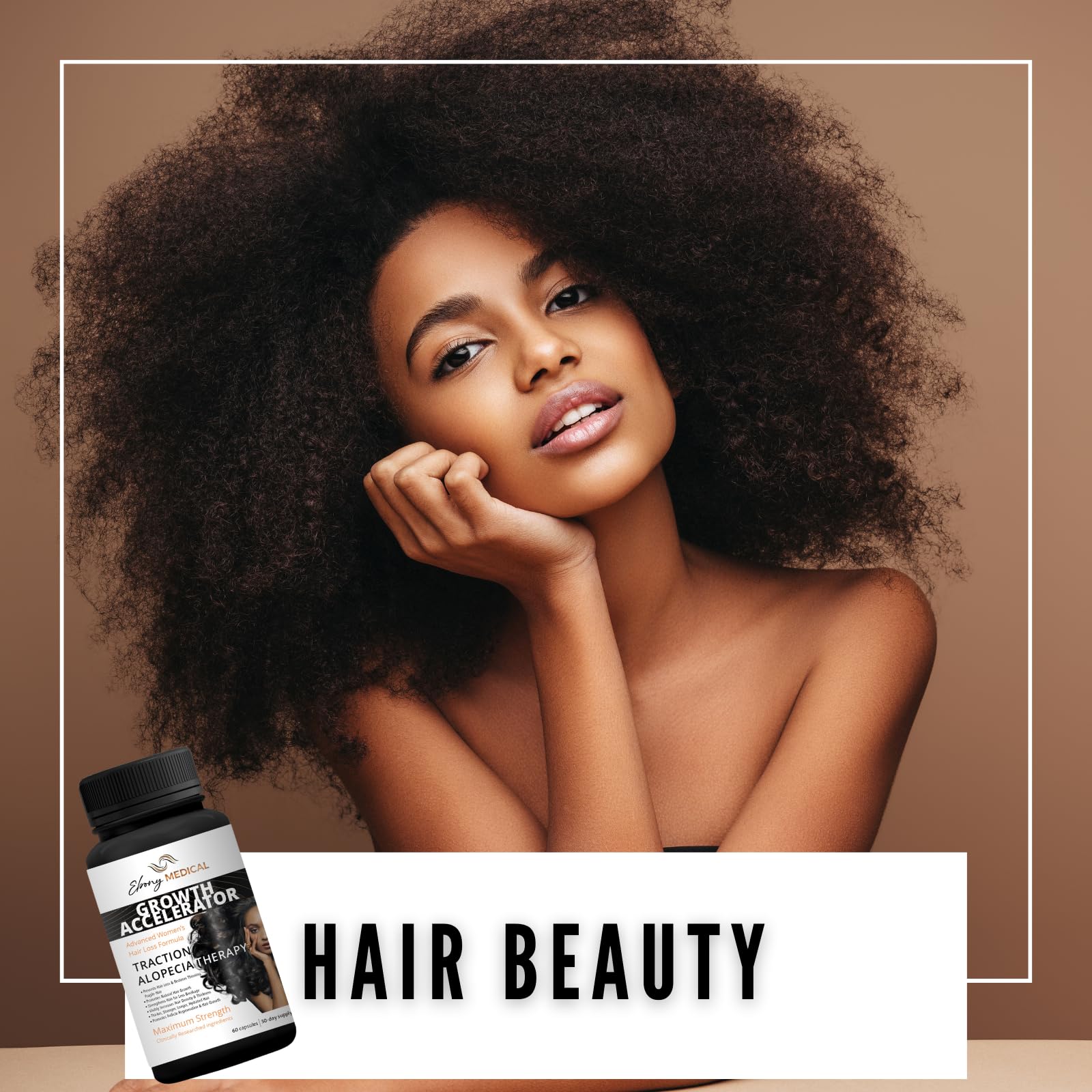 Ebony Medical Hair Regrowth Supplement for Women – Traction Alopecia & Thinning Hair Support – Follicle Repair, Stronger Hair Growth & Density – Keratin Boost, Natural Hair Vitamins – 30-Day Supply - Medaid International