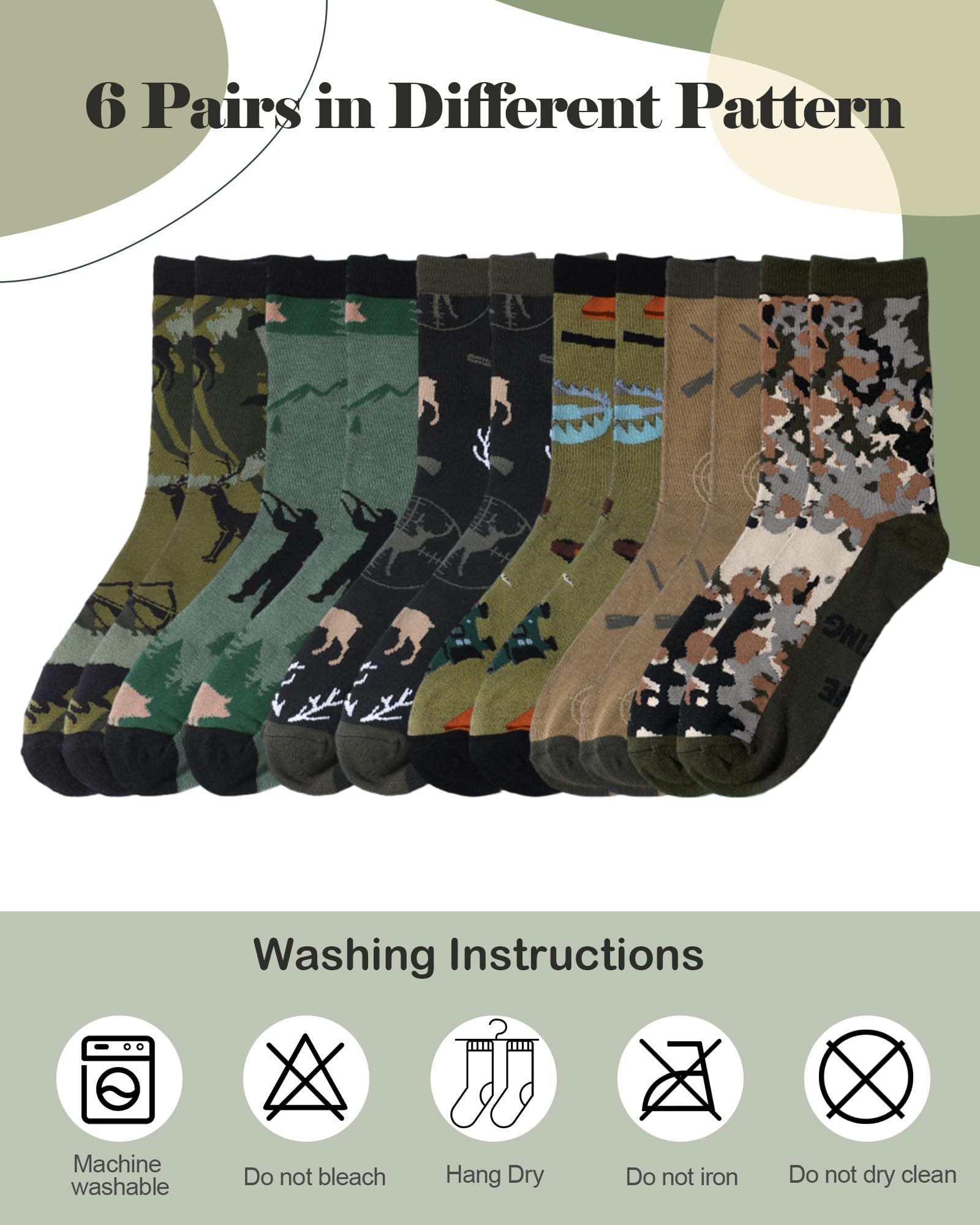 Eurzom 6 Pairs Funny Hunting Socks for Men Hunters Novelty Cotton Crew Socks Birthday Xmas Gift Accessories for Hunting Lover(Classic Color) - Medaid International