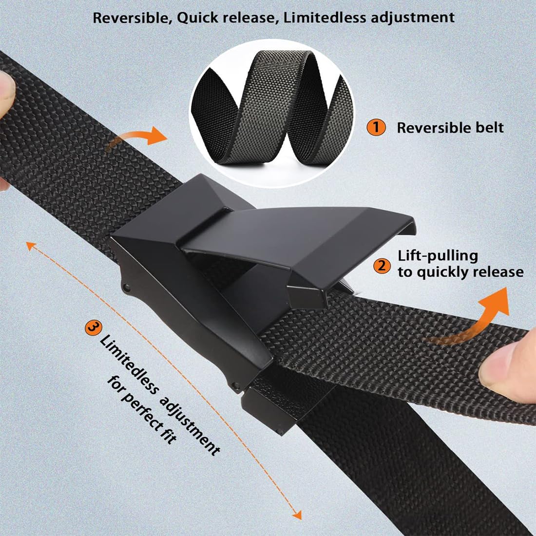 TERRIFI Nylon Stretch Belt for Men - Elastic Tactical Golf Belt, Hiking Rigger Webbing Work Belt With Heavy Duty Quick Release Buckle, Jeans Woven Elastic
