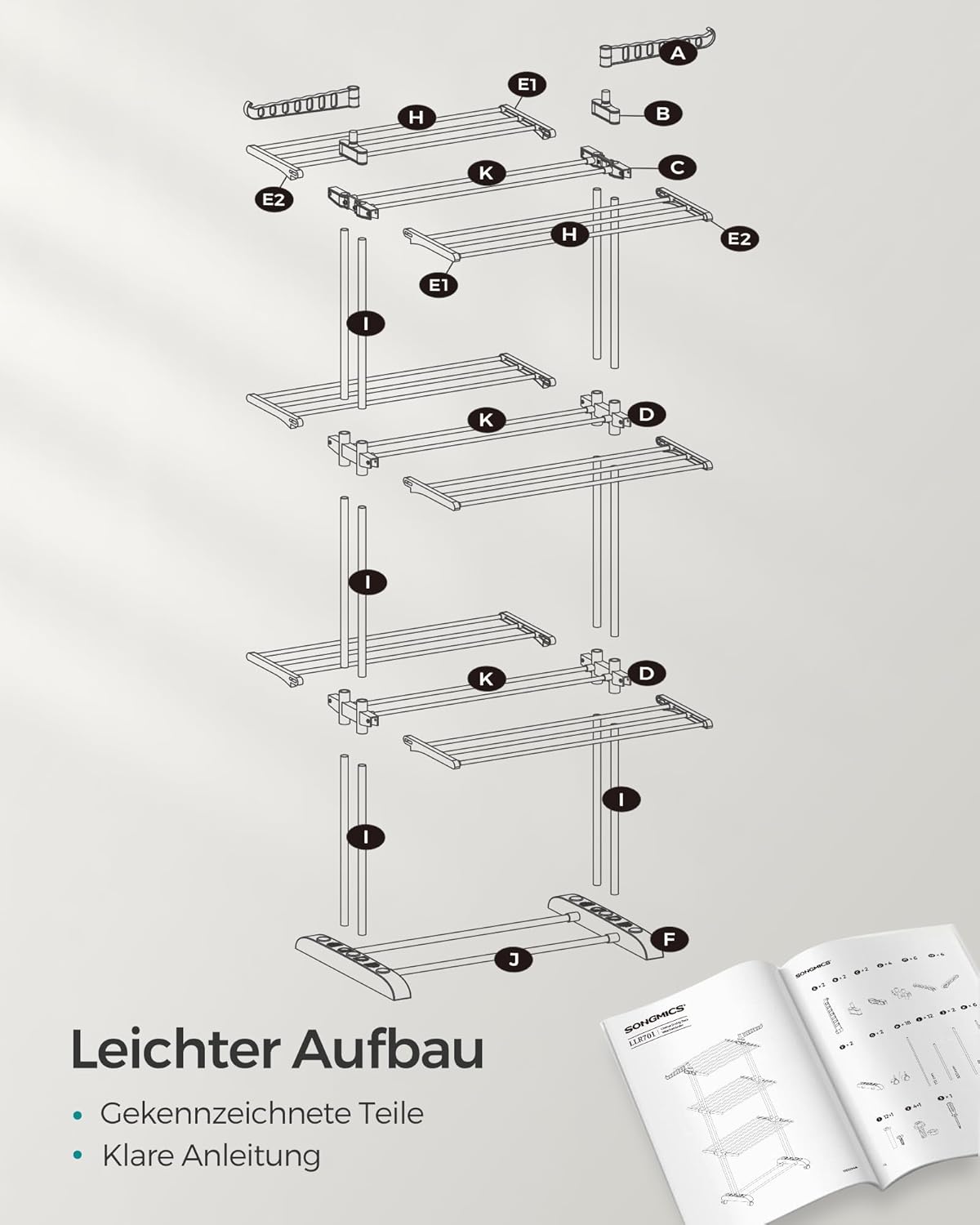 SONGMICS Clothes Airer LLR701G01V1