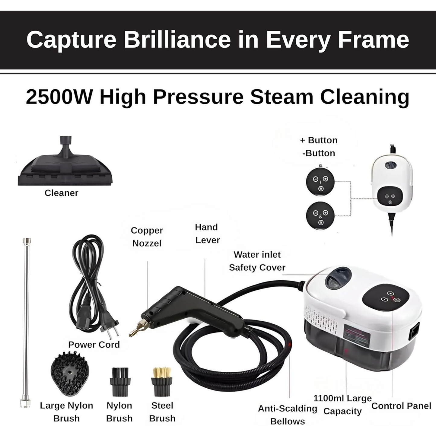2500W High-Pressure Handheld 6 level Steam Cleaner