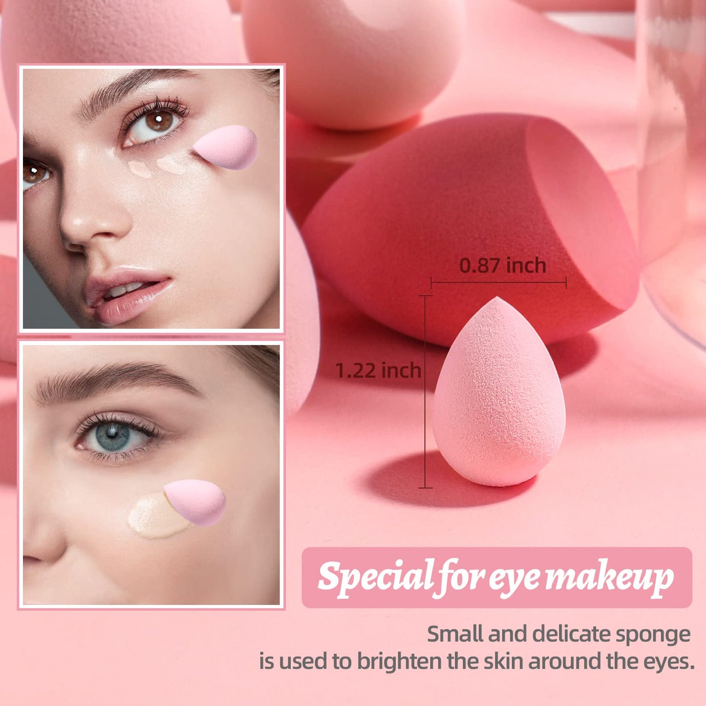 Makeup Sponge Set BS-MALL with Storage Case 7 Pcs for Liquid, Cream, and Powder,SAVE Foundation with 1 Mini Makeup Sponge For Travel Daily Use (A-Pink） - Medaid International