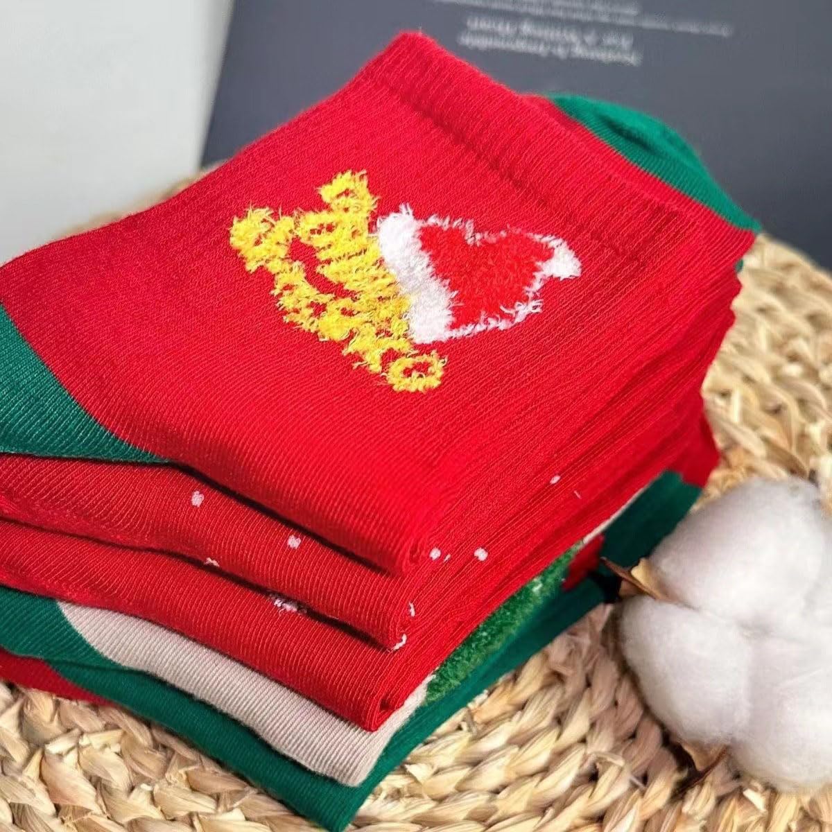 XnxnzhHo 5 Pair Christmas Crew Socks for Womens, Cute Athletic Ankle Sock Soft Warm Girls Short Socks, for Winter Xmas Sock Present - Medaid International