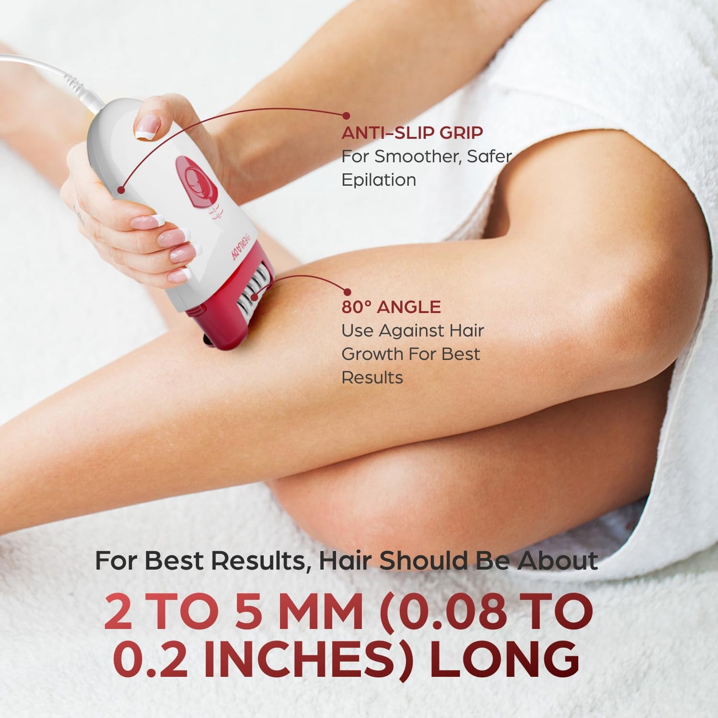 Epilady Speed Corded Epilator for Women | Compact Hair Removal Device for Arms, Legs, Underarms & Bikini Area, Epilators Hair Removal for Women (RED) - Medaid International