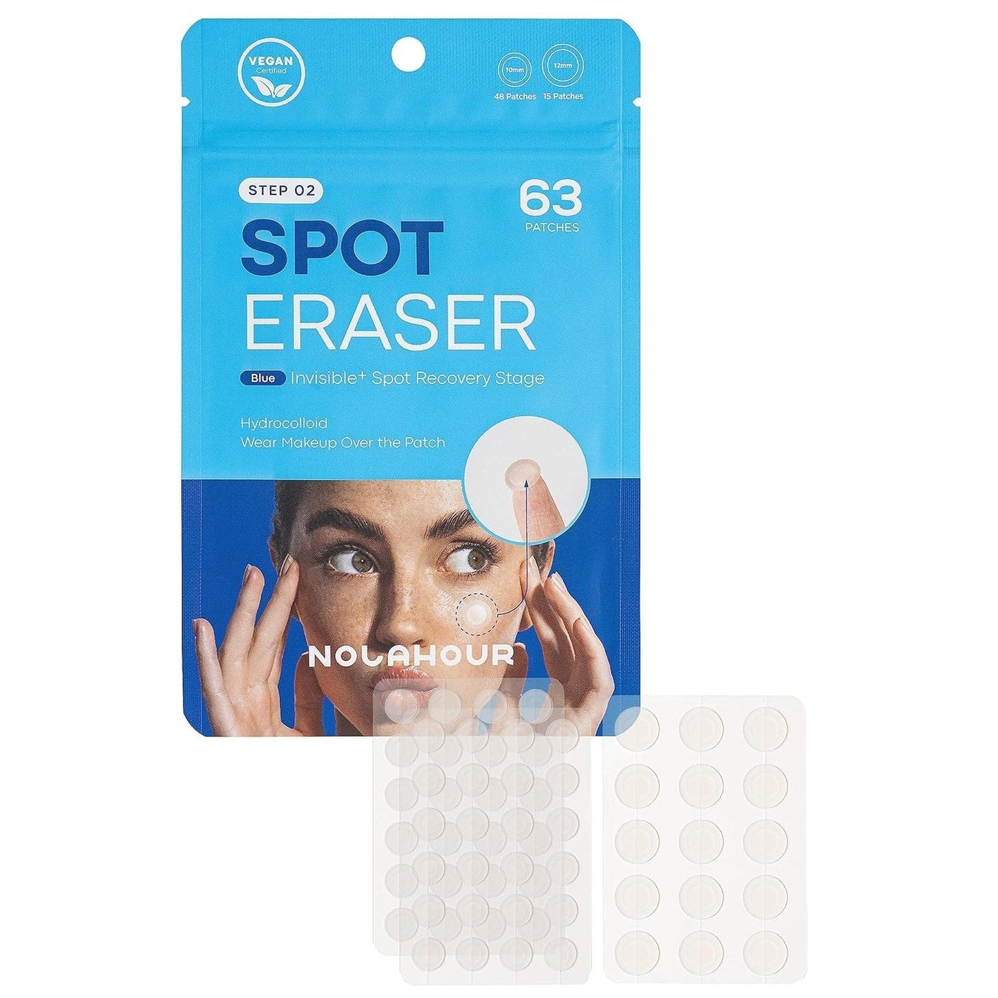 NOLAHOUR Hydrocolloid Patch STEP2 | Invisible Ultra-Thin Bandages | Vegan Patch for Pimple-Prone Skin | Korean Skin Care Face Pimple Patches (Pack of 1, 63 Patches) - Medaid International