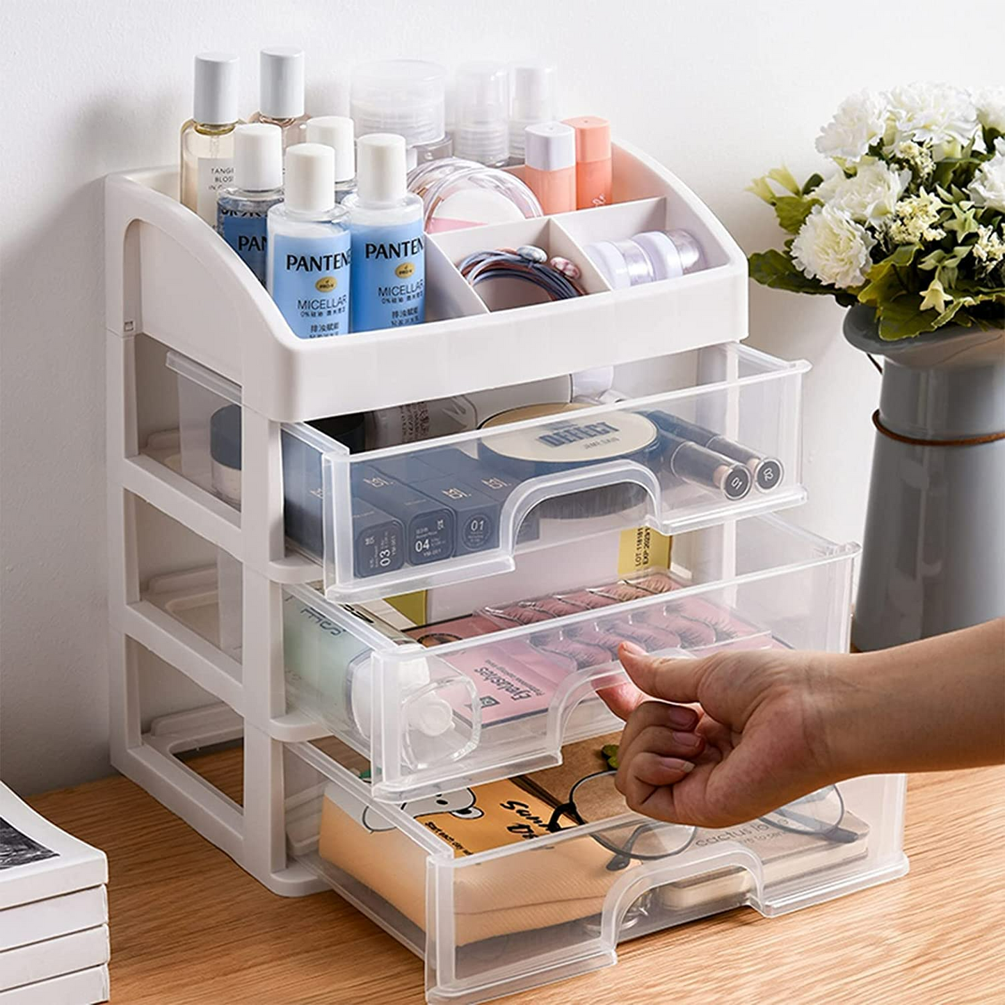 3 Layer Multipurpose Plastic Storage Drawer Box organizer for Kitchen tools, Office, Stationary, Jewellery, Make up, Cosmetics - Medaid International