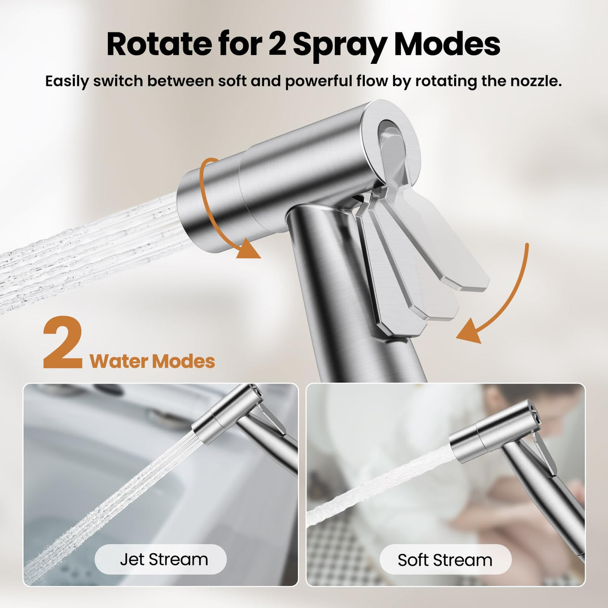 JOMOO Handheld Bidet Sprayer for Toilet, Adjustable Water Pressure Jet Spray with 47" Bidet Hose for Feminine Wash, Bathroom Hygiene Attachment for Cloth Diaper Cleaning