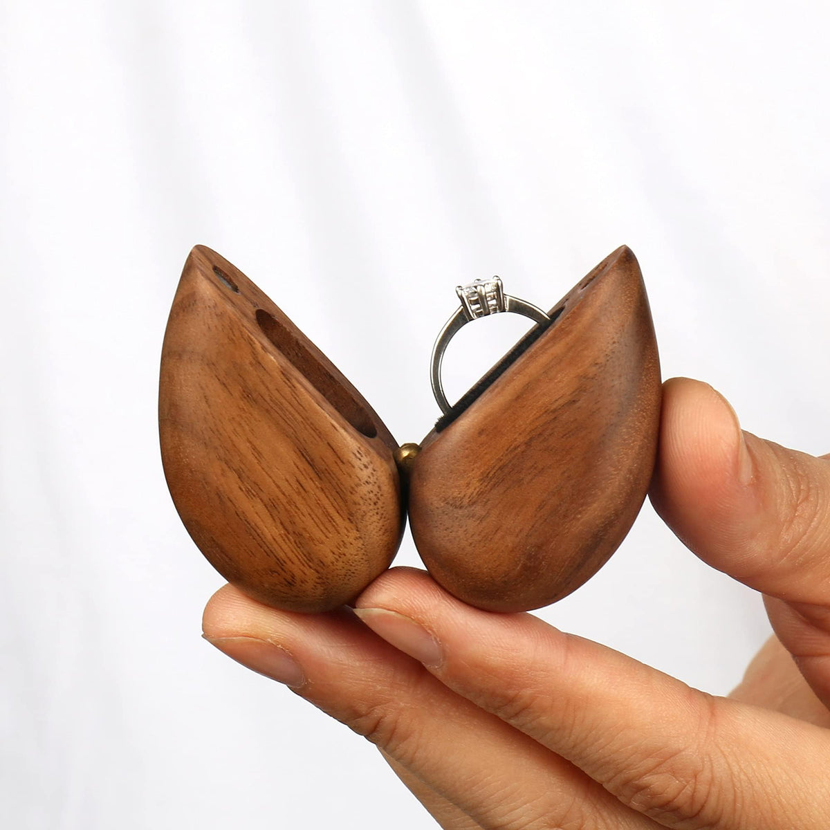 KASTWAVE Personalized Wooden Ring Box - Heart Shaped Ring Box for Wedding, Proposal, and Engagement, Wood Ring Case and Holder, True Love Eternal Design in Black Walnut
