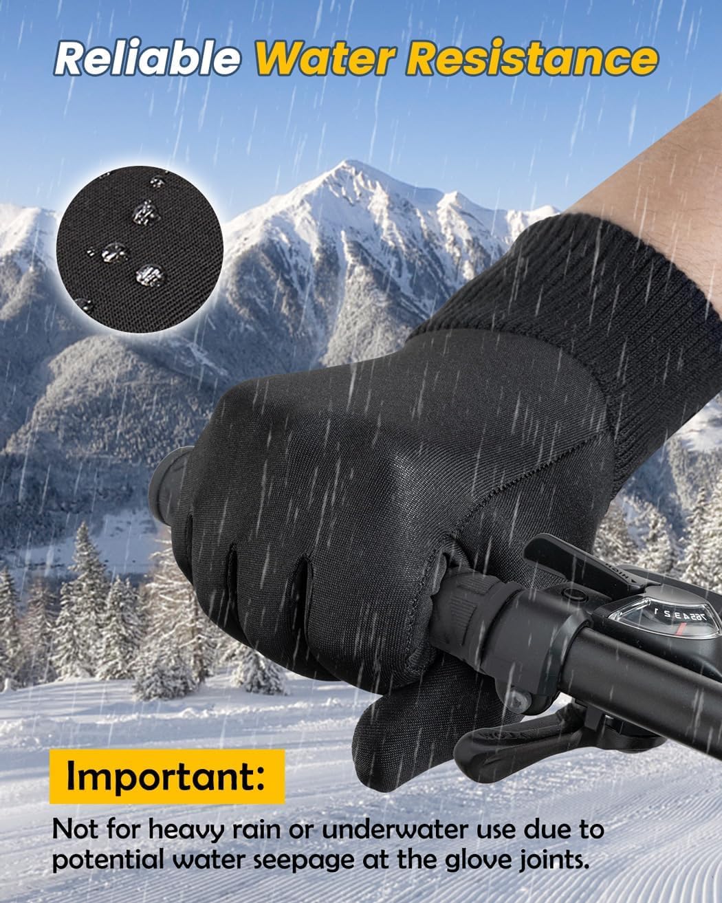 KASTWAVE Winter Waterproof Ski Gloves - Unisex Touchscreen Cycling Gloves for Cold Weather Running, Hiking, Biking & Driving, Warm Snow Gloves with Windproof Design for Outdoor Sports - L
