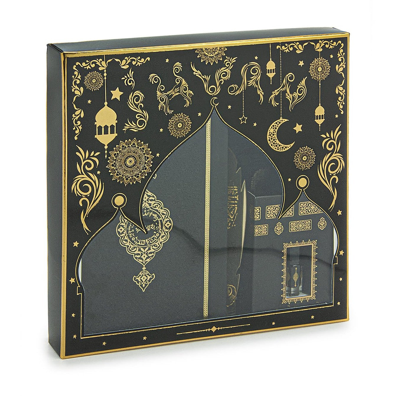 ihvan online Prayer Gift Set for Men & Women, Muslim Prayer Rug, Salah Mat, Beads Taasbih, Arabic Holy Quran, Islamic Gift Set for Ramadan & Eid, Black - Medaid International