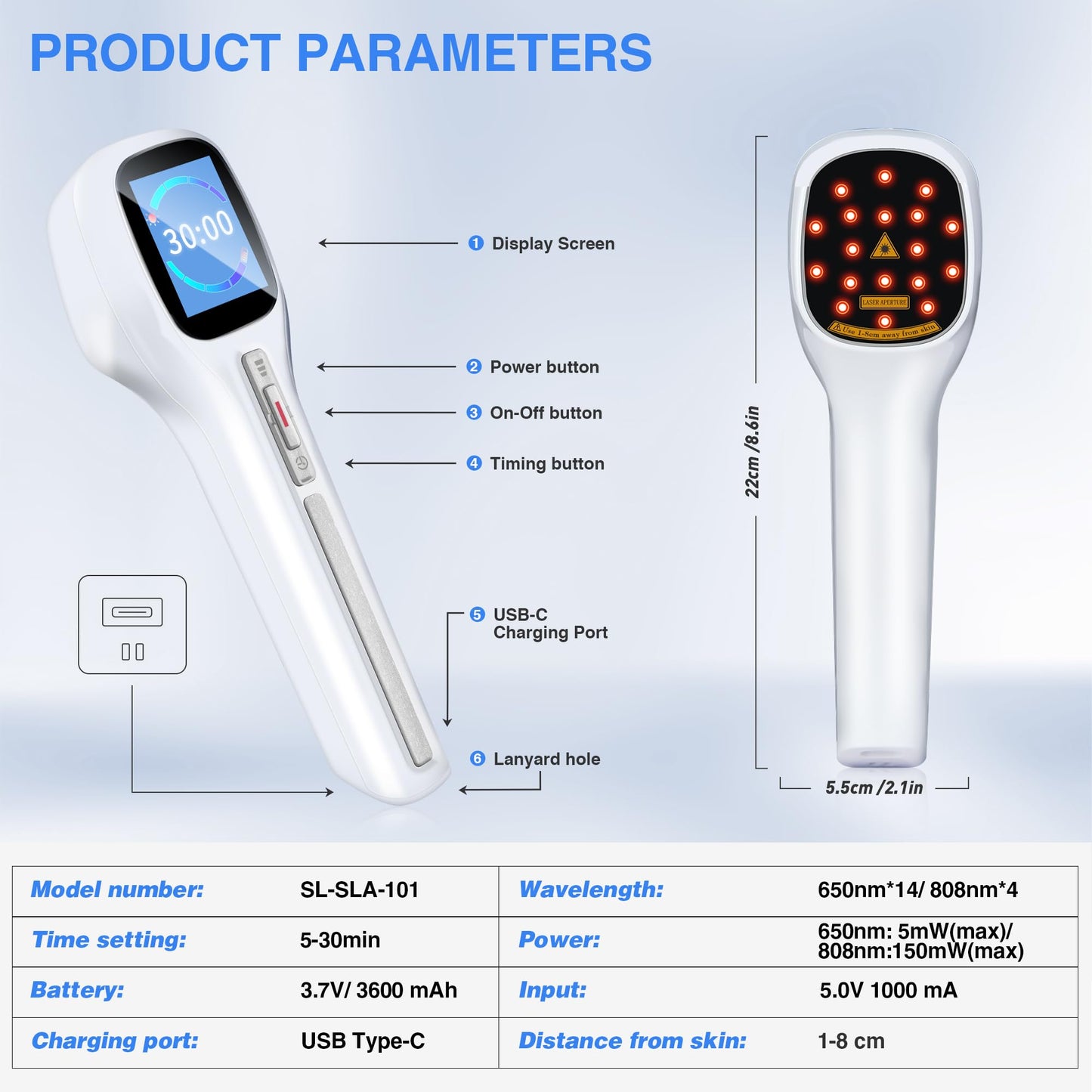 Cold Laser Therapy Device with LED Display, Infrared Light Therapy for Body (4x808nm +14X650nm), Red Light Therapy for Pain Relief Joint and Muscles for Humans/Pet, 8.6×2.1 Inch - Medaid International