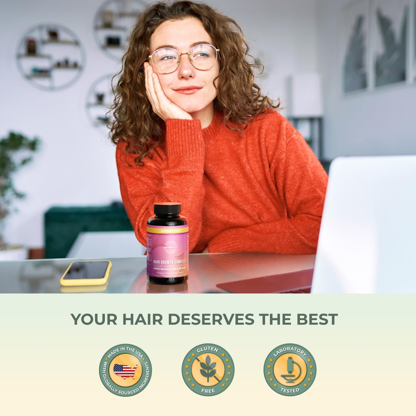 Primal Harvest Hair Growth Vitamins, Hair Growth for Women & Men - 60 Hair Growth Pills, Natural Hair Thickening Products for w/Biotin & Zinc - Hair Supplement, Regrowth Hair Vitamins - Medaid International