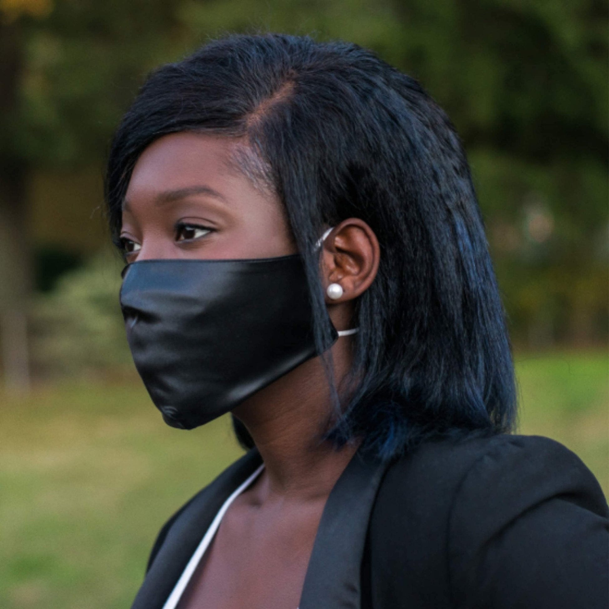 Celestial Silk Pure Silk Face Mask with Nose Wire - Reusable Pure Mulberry 22 Momme Silk Face Covering with Ear Loops, Adjustable & Washable (Black) - Medaid International