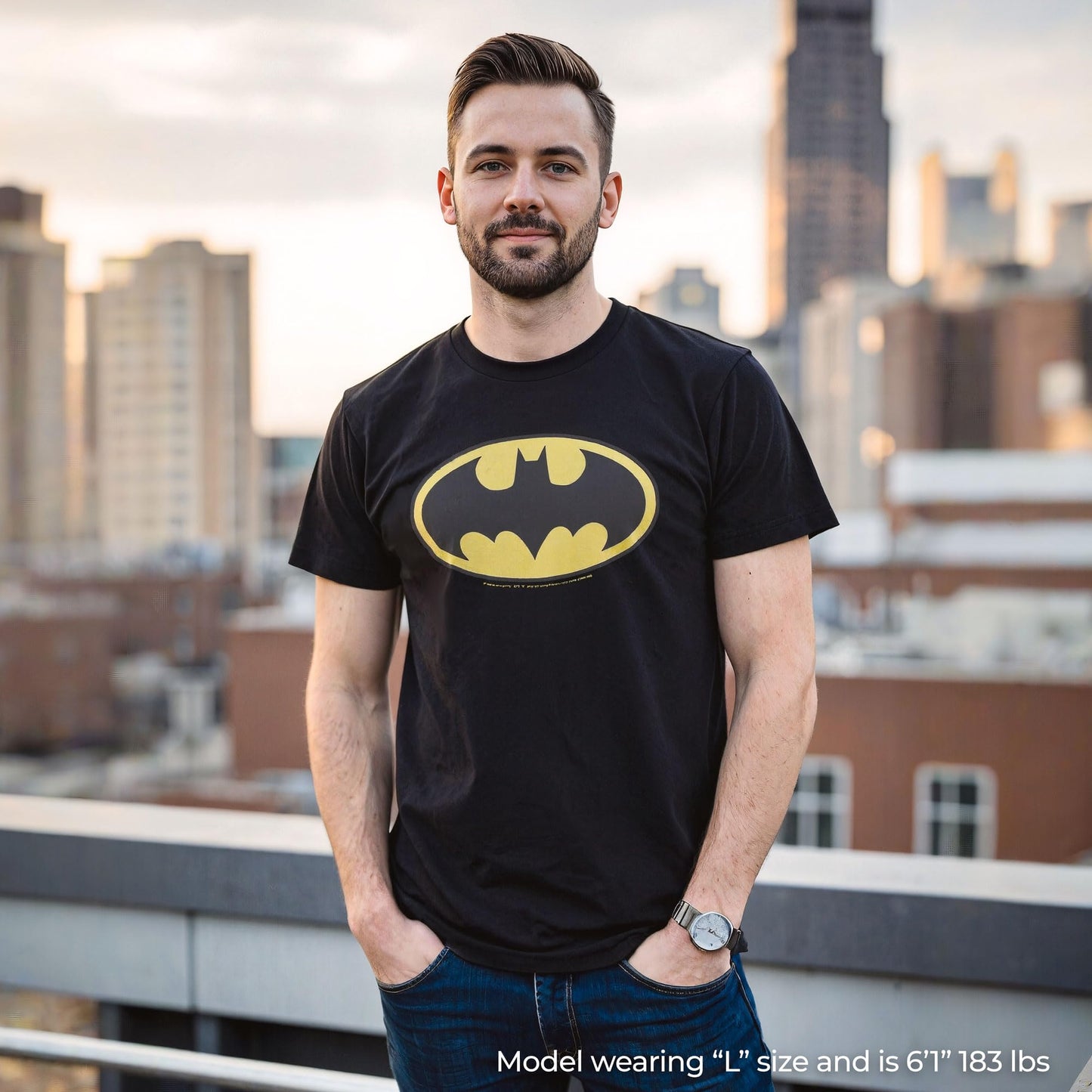 DC Comics Batman Basic Logo Mens T Shirt XXL Black - Medaid International