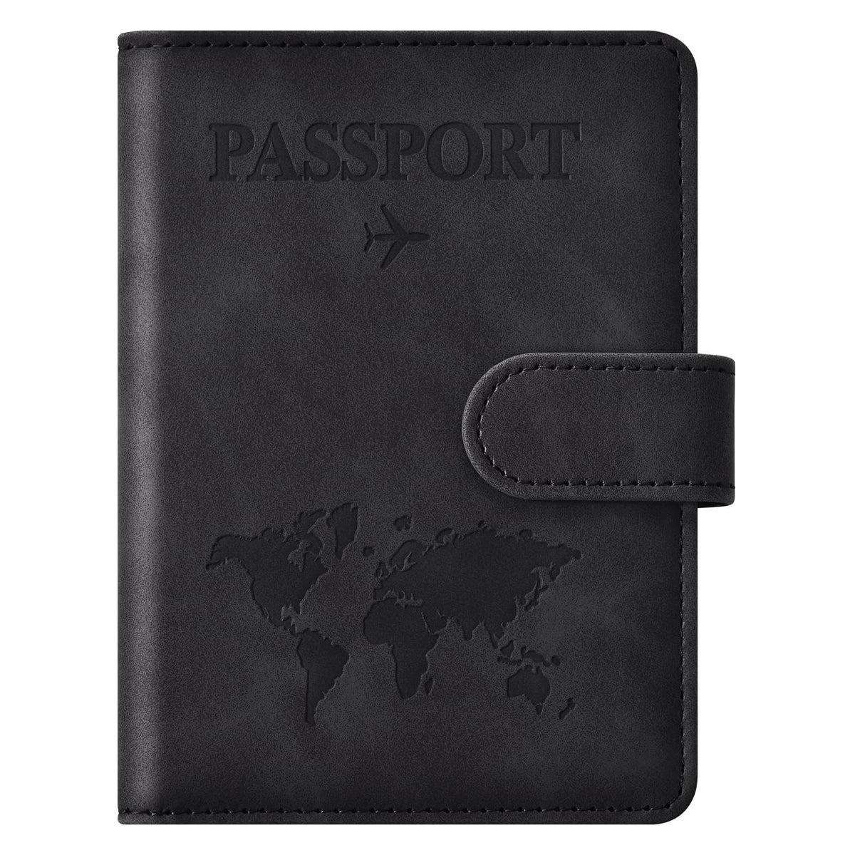 TERRIFI Passport Holder for Travel Essentials, Black Passport Wallet Cover, Passport Book Holder for Men and Women, Essential Travel Accessory