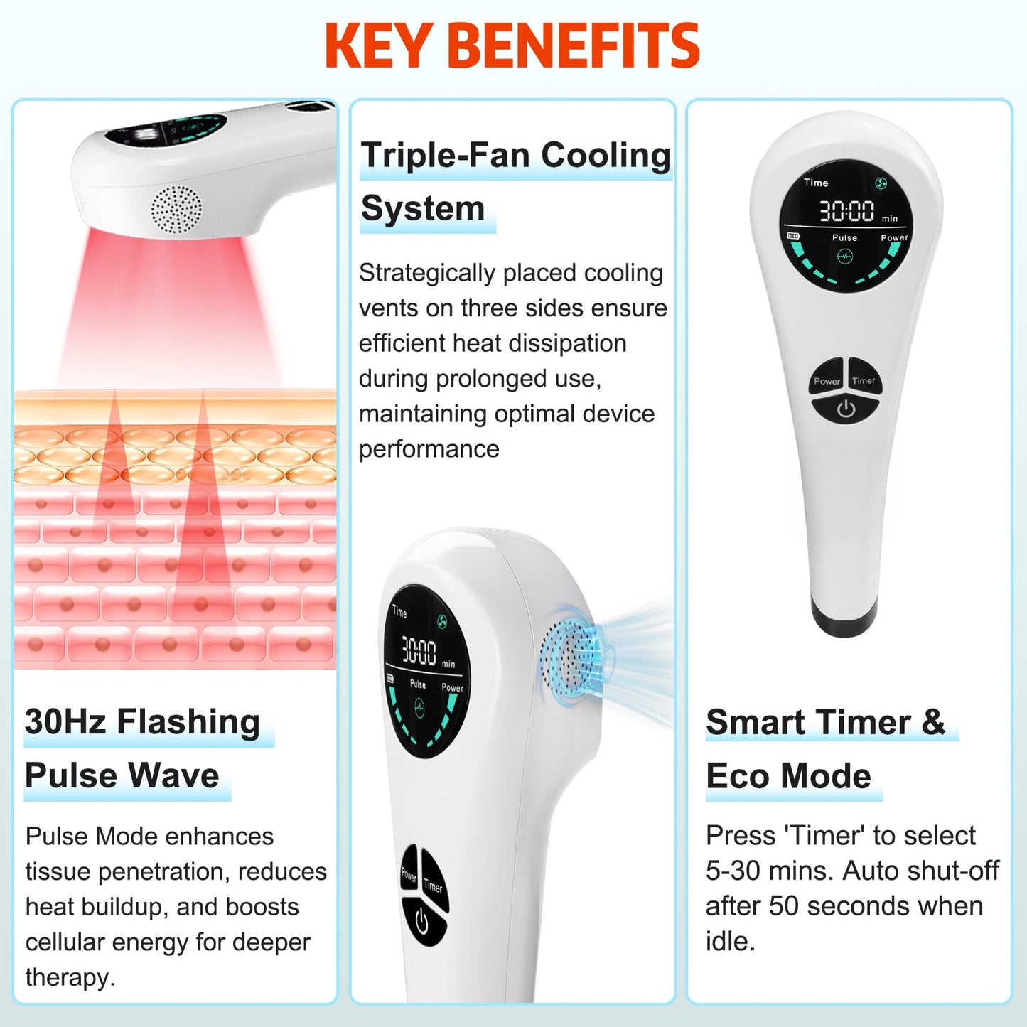 Upgrade Handheld Red Light Therapy Devices with Stand - 4*808nm & 14*650nm Dual Wavelength, Cold Laser Therapy Device for Muscle & Joint Pain Relief, Portable Cold Light Laser Therapy for Human & Pets - Medaid International