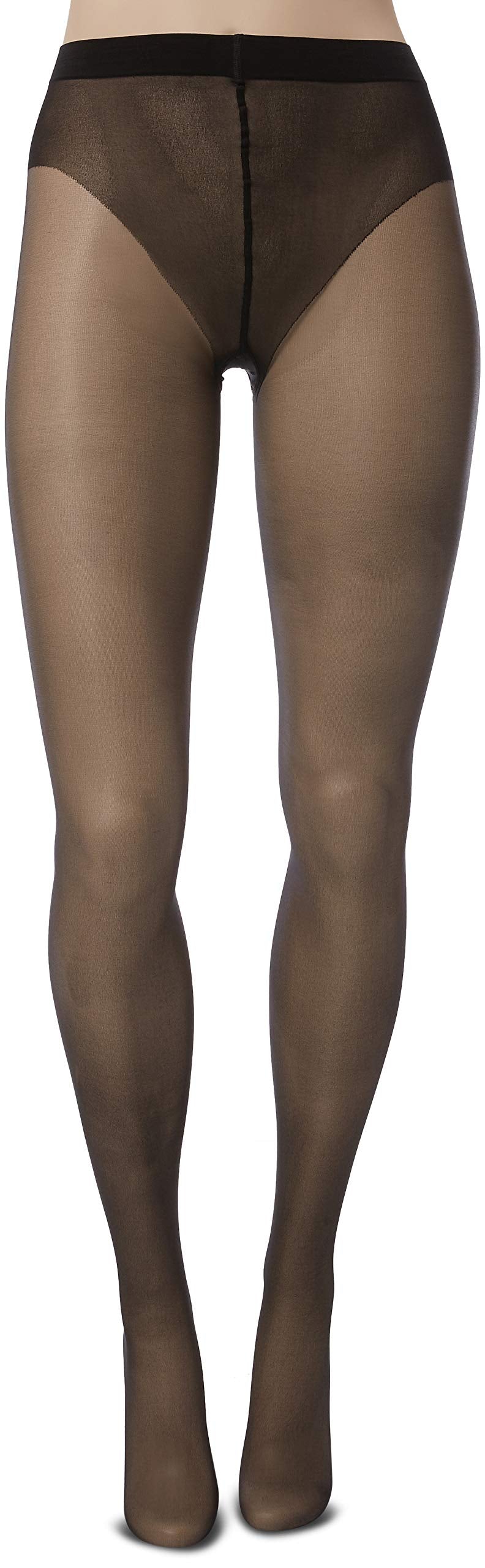Wolford Luxe 9 Denier Ultra-Sheer Tights for Women Invisible Sandal Toe Elastane-Free Leg Soft Knitted Waistband with Logo Black Small - Medaid International