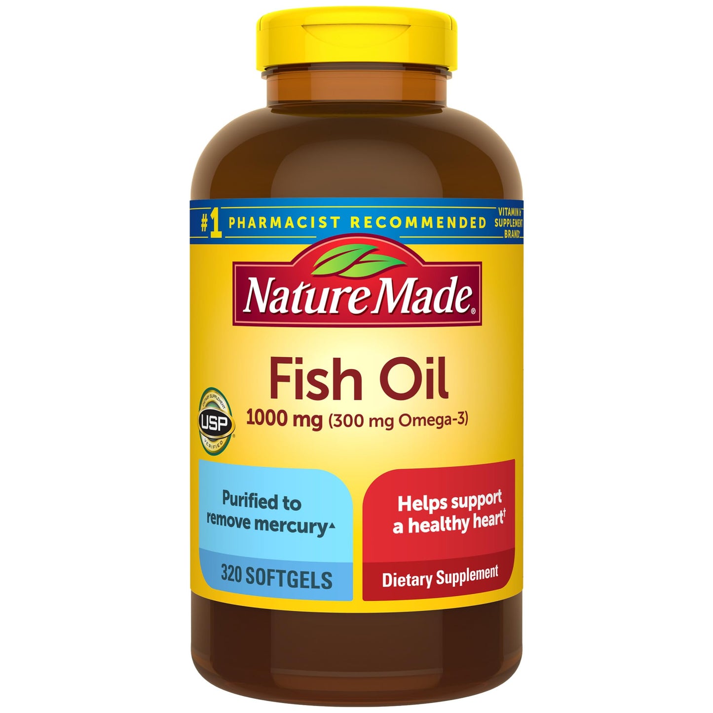 Nature Made Fish Oil Omega 3 Supplements, 1000mg Softgels, Omega 3 Fish Oil for Healthy Heart Support, 320 Softgels, 160 Day Supply - Medaid International