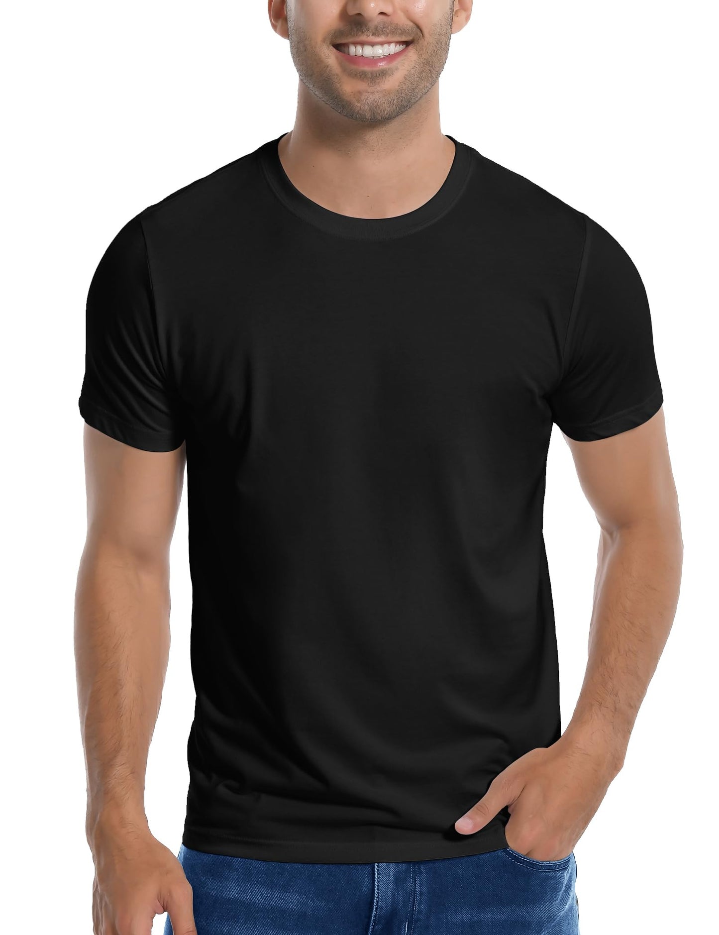 Pioneer Camp Mens Bamboo Viscose T Shirt Ultra Soft White Plain Tshirts for Men Cooling Crew Neck Casual Basic Tee Shirt - Medaid International